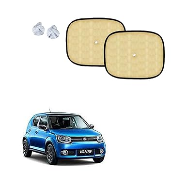 Car Adorable Beige Sun Shades for Side and Rear Window for Maruti Suzuki Ignis (Set of 2)