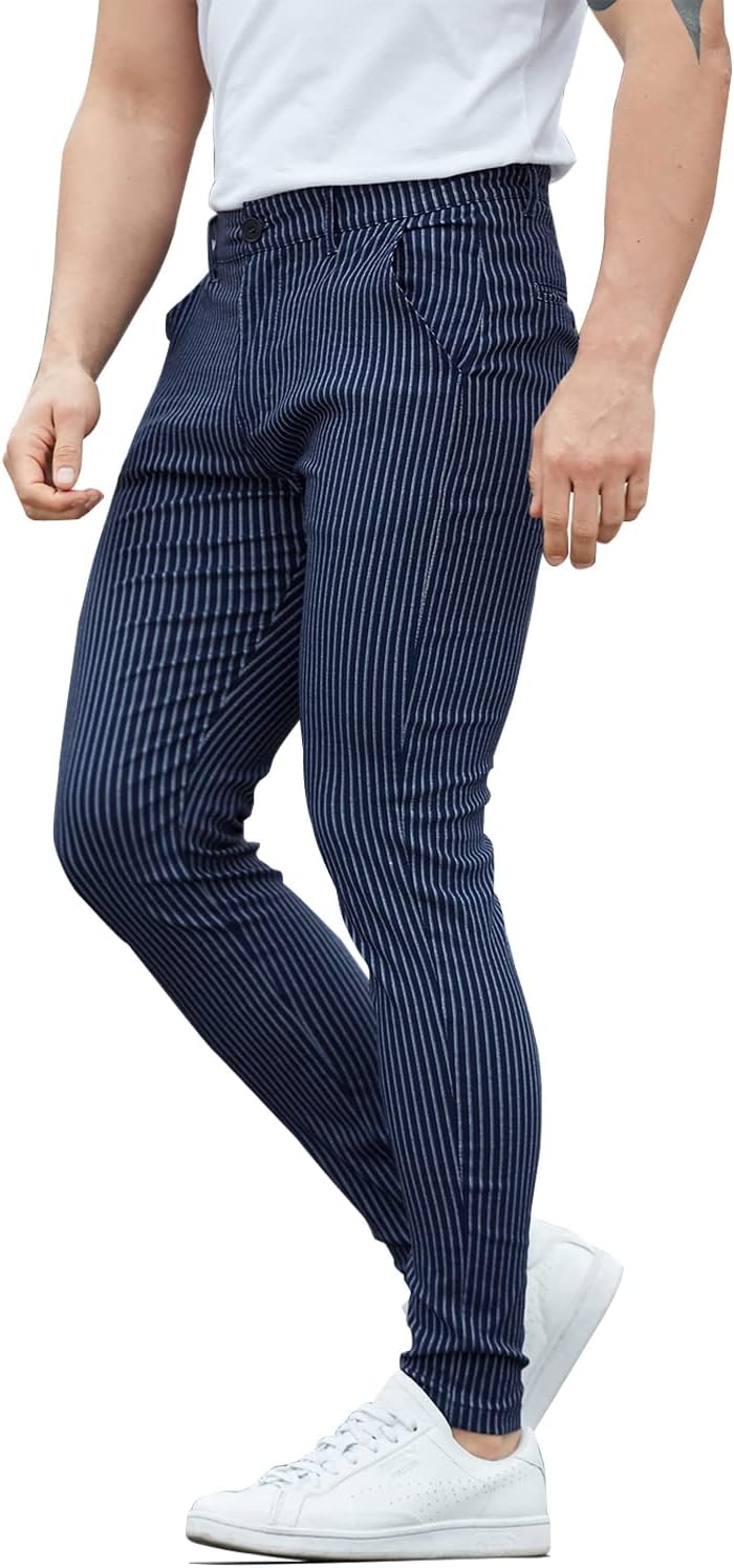 ALLELMS Mens Chinos Slim Fit Stretch Flat-Front Skinny Dress Pants 34 Regular A031