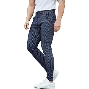 ALLELMS Mens Chinos Slim Fit Stretch Flat-Front Skinny Dress Pants 30 Regular A031
