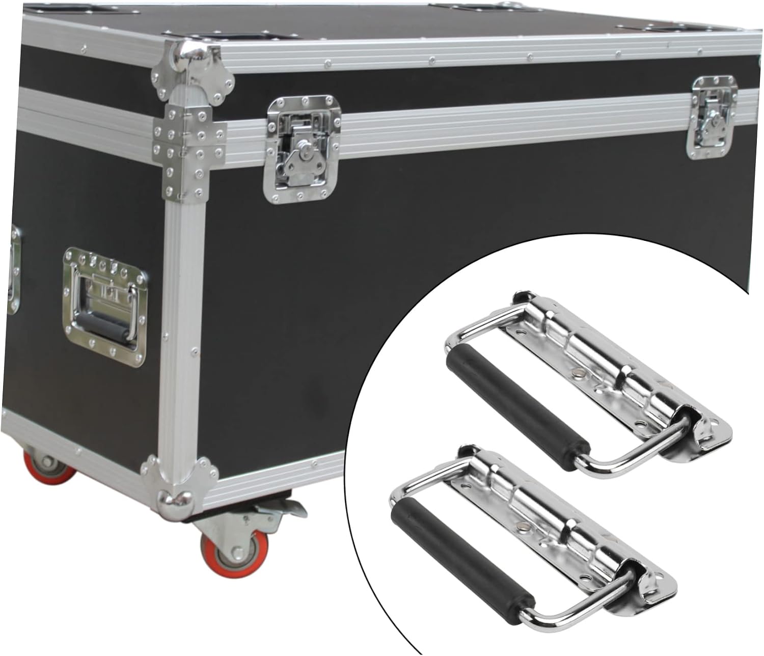 2pcs Chrome Plated Handles Spring Loaded Case Handle for Folding Cases Storage Boxes
