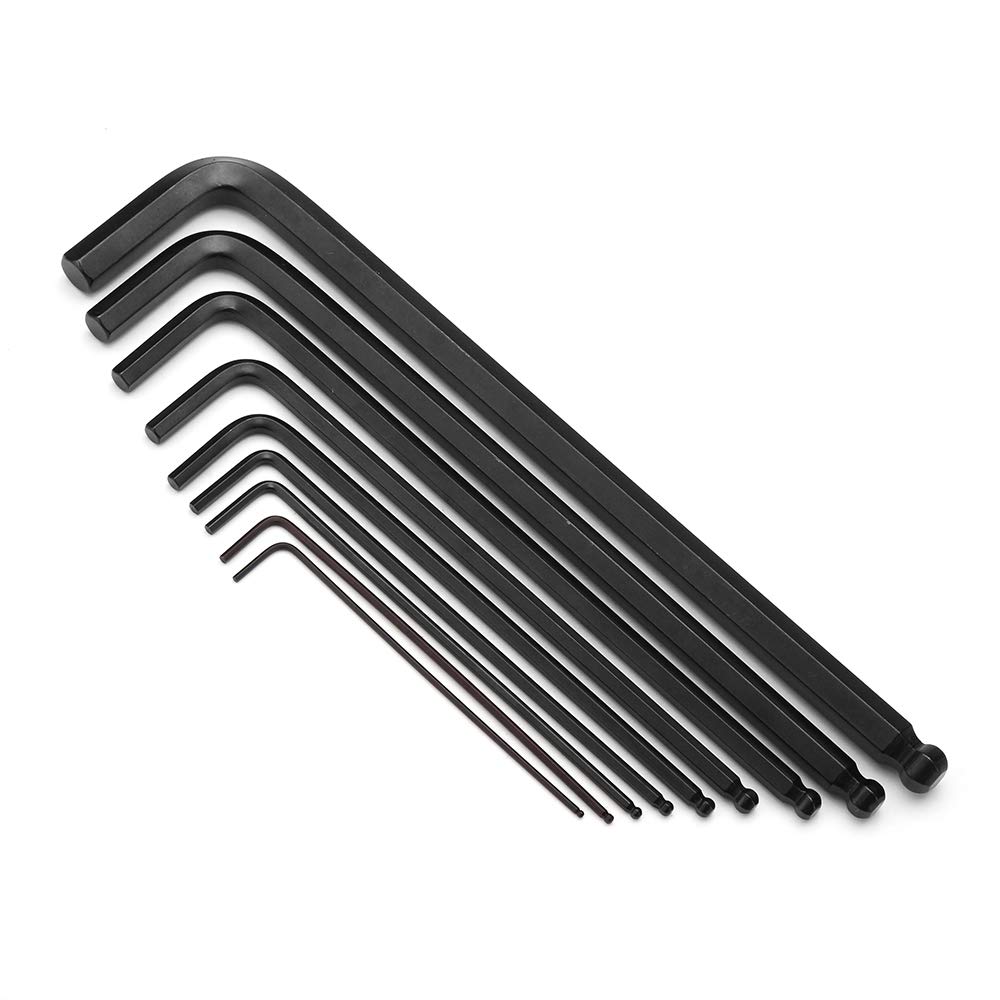 Jerxun 9Pcs 1.5-10Mm Cr-V Cabeza De Bola Allen Llave Set Multi-Function Hexagonal Interior Spanner Llave Allen