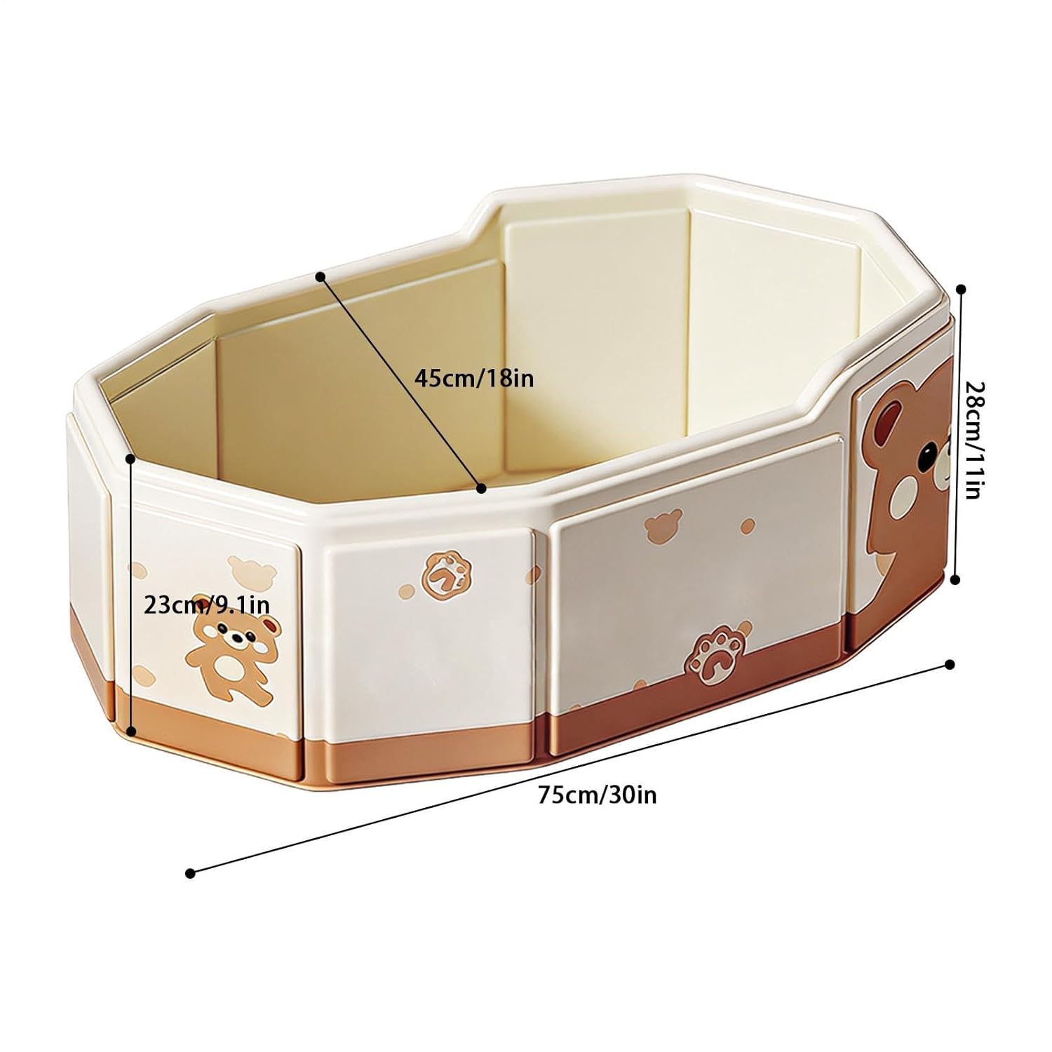 Foldable Kid Bath Tub - 75x45cm Portable Anti-Slip Bathing - Folding Bathtub with Drain Plug,for Home Travel Vacation Camping Farmhouse Boys Girls Pets Cats Dogs