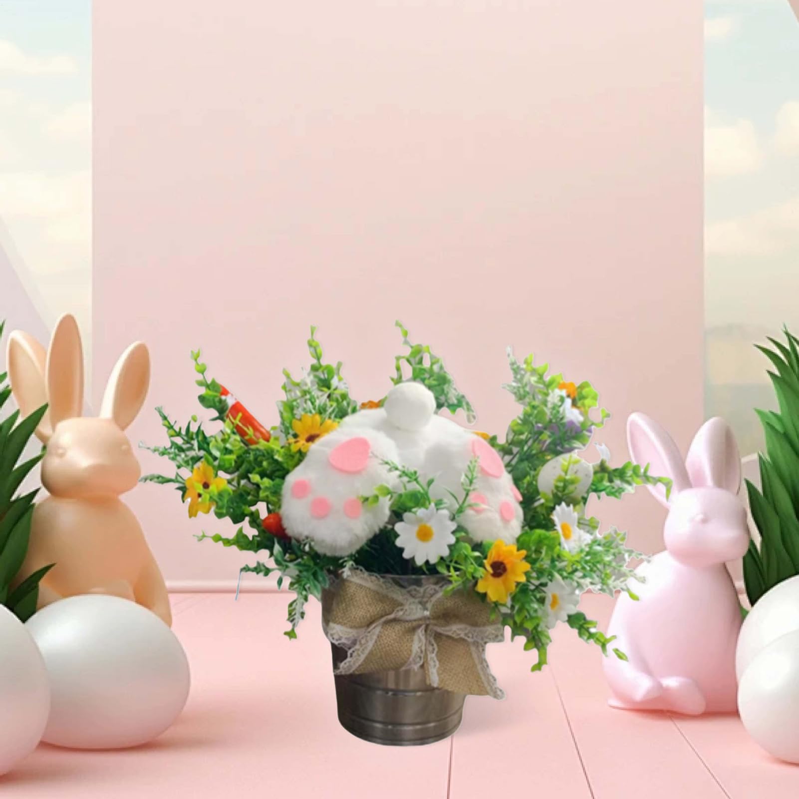 Decorazione Da Tavolo In Vaso Con Fiori E Uova Di Pasqua Centro Tavolo
