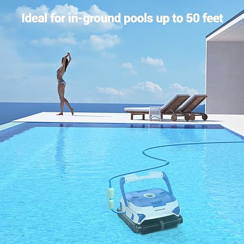 Miniatura 8 de Rock&amp;Rocker Limpiador automático de piscinas, aspiradora robótica de piscina con 2 motores, escalada en pared, 2 cestas de filtro más grandes y