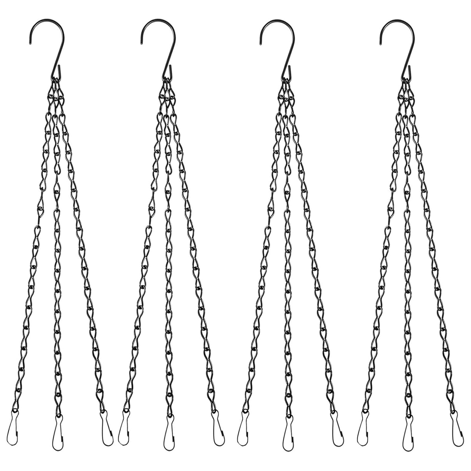 Cerctla Black 4Pcs Heavy Duty Hanging Basket Chains 3 Point, Replacement Chain Flower Pot Chains, Heavy Duty Weatherproof Chain For Hanging Plants Flowers Baskets Feeder Flower Pots And Ornaments