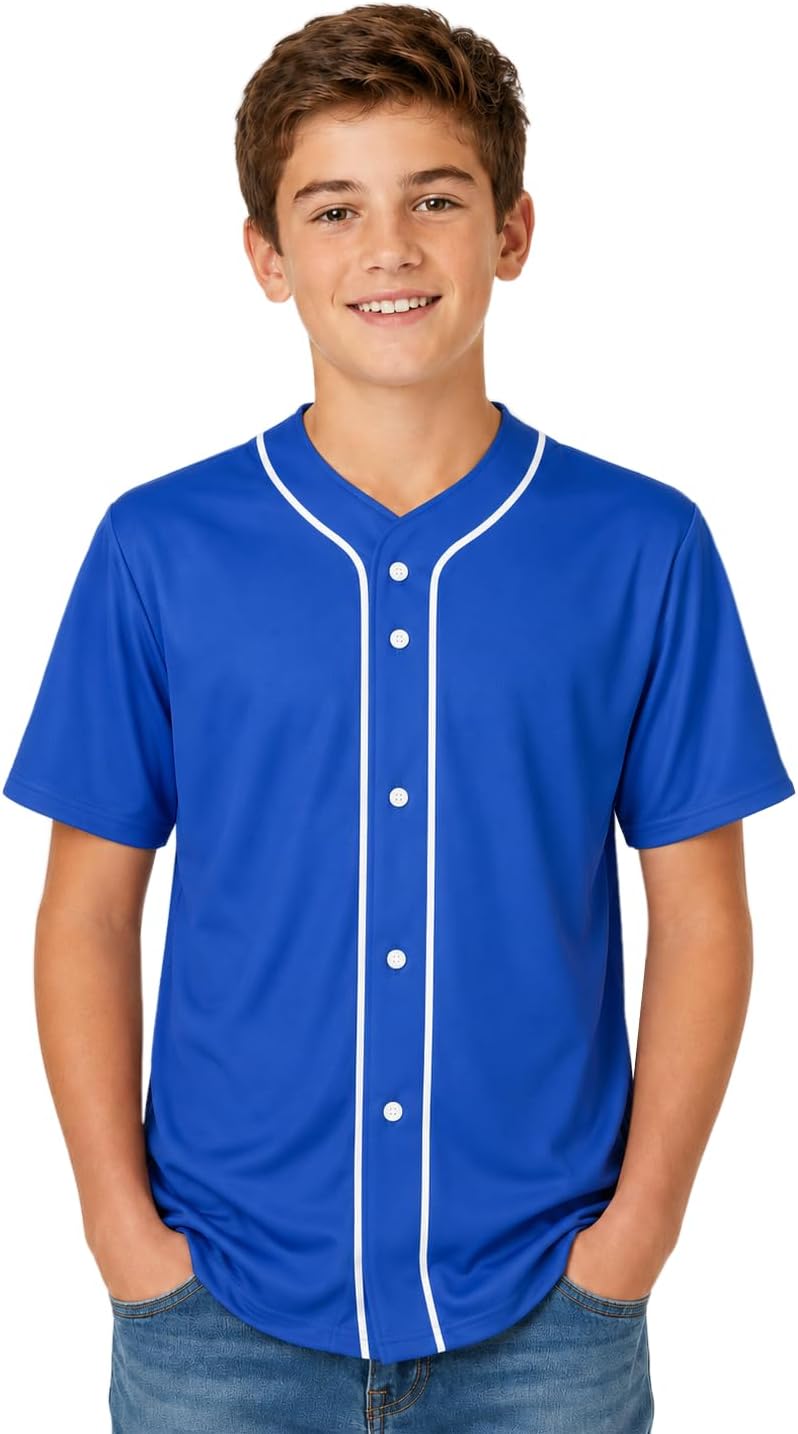 Kids Baseball Jersey Button Down Shirt for Boys Girls