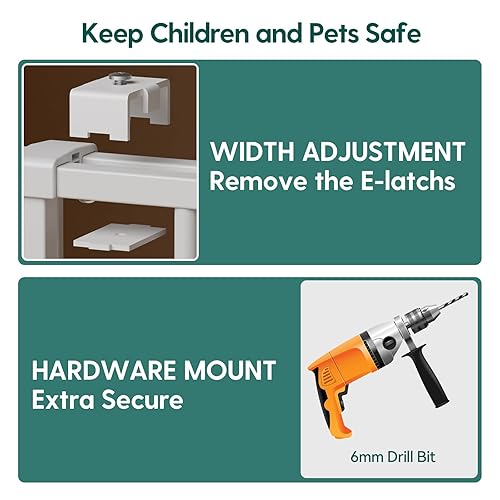 Miniatura 5 de Babelio Puerta de bebé de 31.5 a 55 pulgadas sin barra inferior extra ancha, puerta para perros con cierre automático 2 en 1 para la casa, escaleras