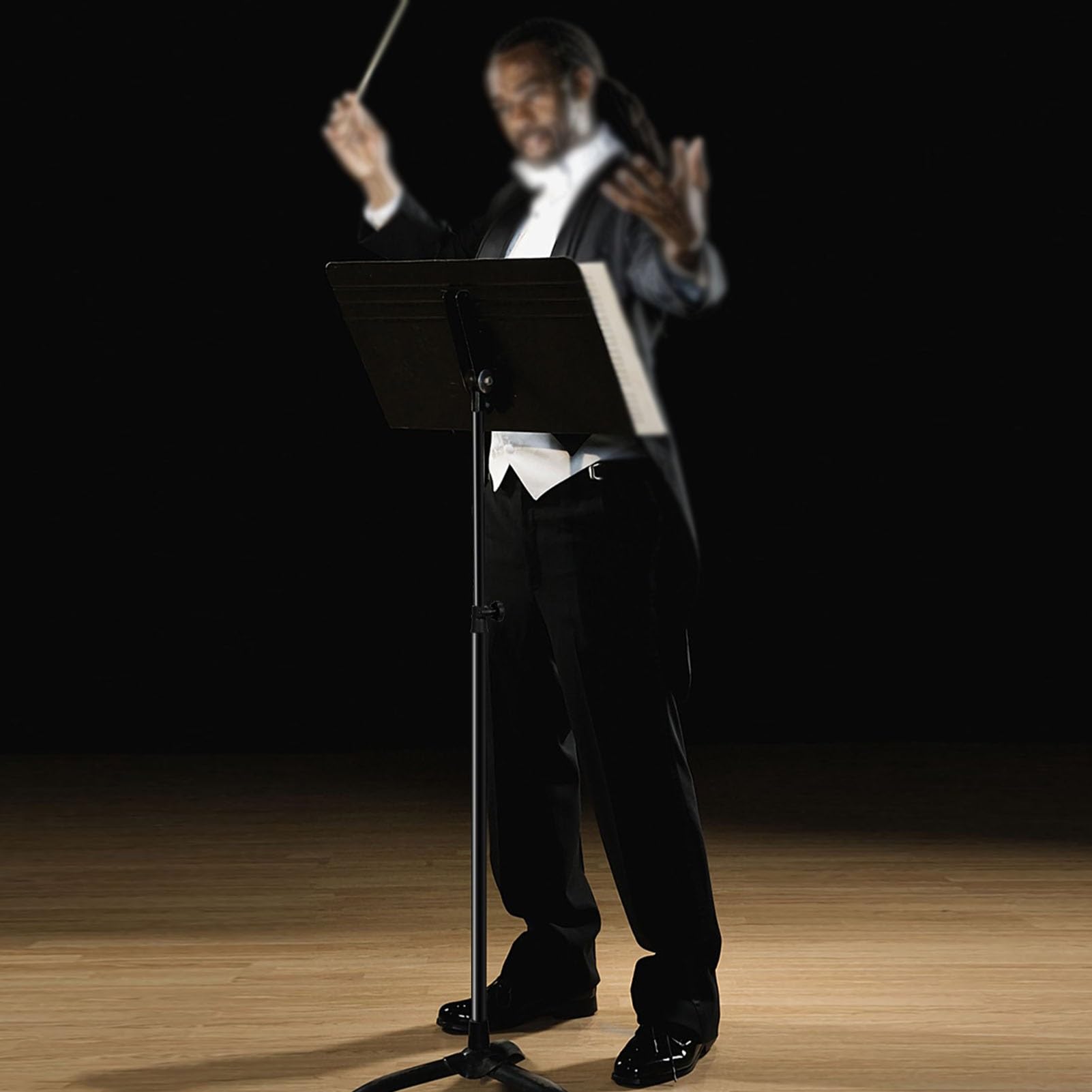 Notenständer, Verstellbarer Notenständer, Stabiler und verstärkter Notenständer, höhenverstellbar für Instrumentenspiel, Band und Chor (Schwarz 90165 cm)