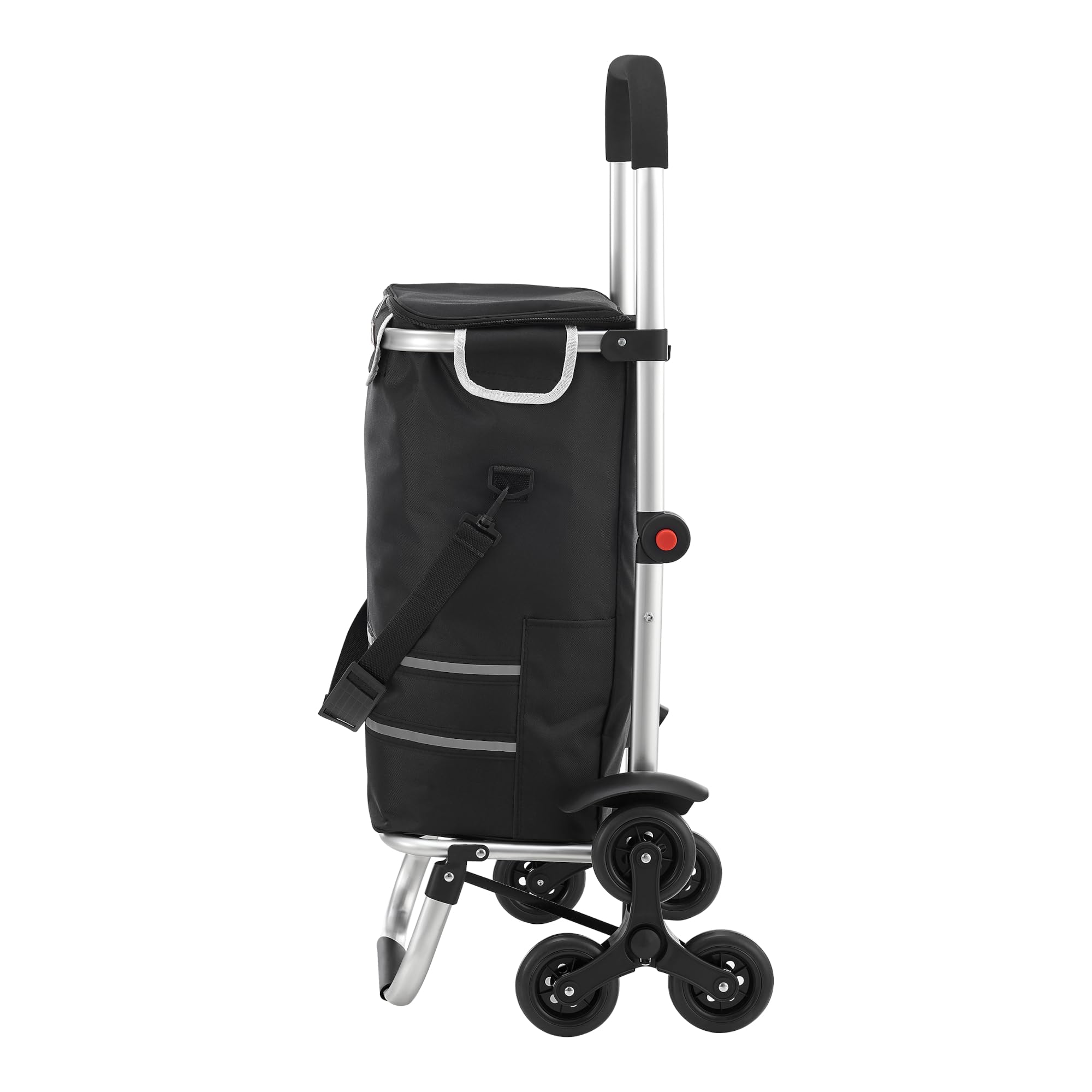 [en.casa] Einkaufstrolley Neef Treppensteiger Einkaufswagen klappbar Shopping Trolley mit Kühlfach Einkaufsroller 41 Liter bis 20 kg belastbar abnehmbare Einkaufstasche Einkaufsrollwagen Schwarz
