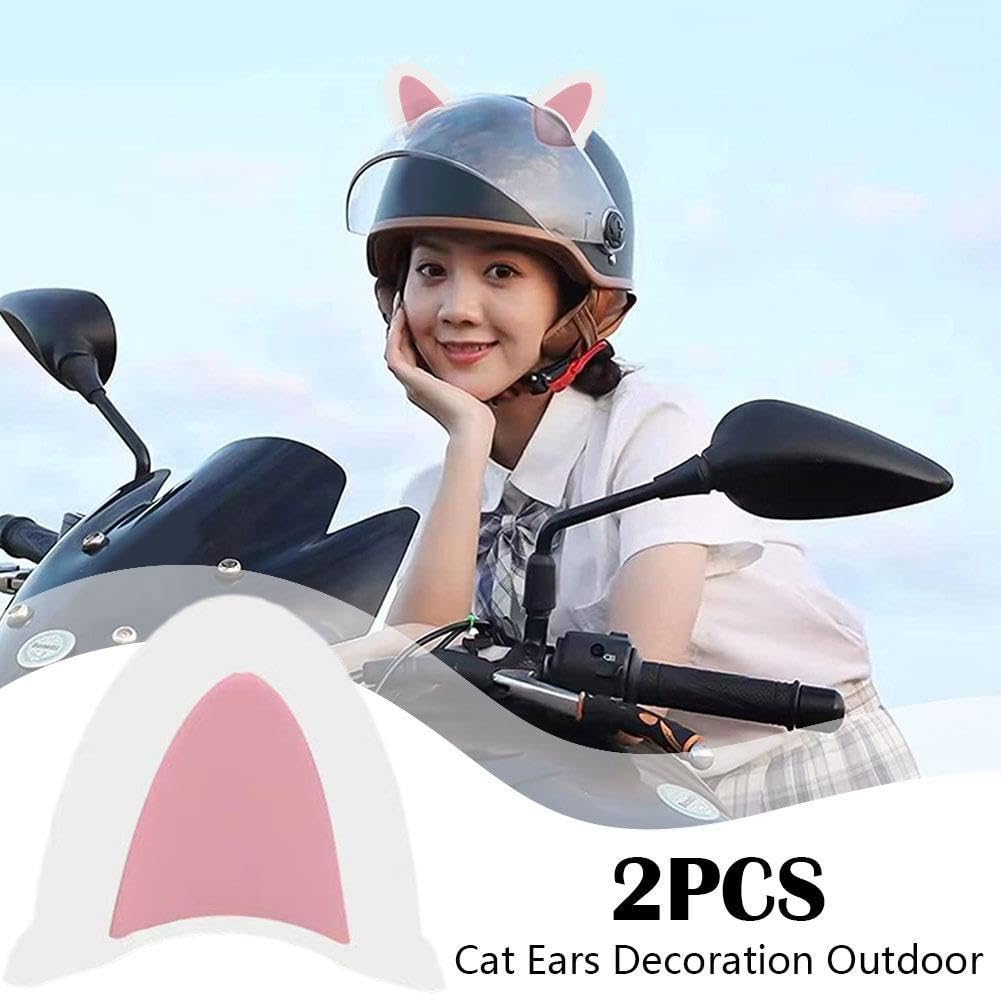 GEKUPEM 2Pcs Helmet Decoration Ears, Cute Cat Ears Helmet Decoration Accessories, Universal Self Adhesive Helmet Accessory for Men Women, Helmet Cover Sticker for Motorcycle Bicycle Scooter