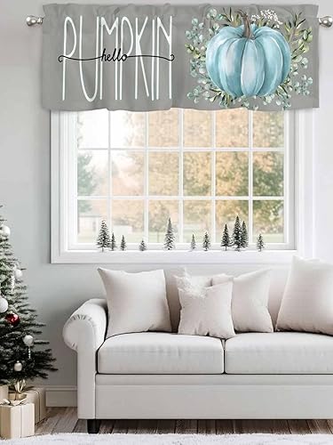 Miniatura 4 de Cenefa de cortina de 54 x 18 pulgadas, cenefas de ventana de Acción de Gracias, cortinas con bolsillo para barra, cortina corta de otoño para