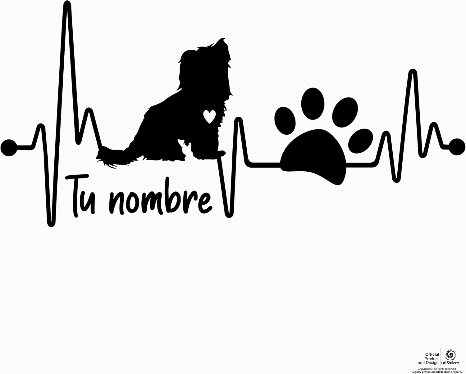 Artstickers Pegatina Personalizable Bichon MALTES con el Nombre de tu Perro (20cm y 25cm) + Regalo Nombre de tu Perro en 10cm. Marca Registrada