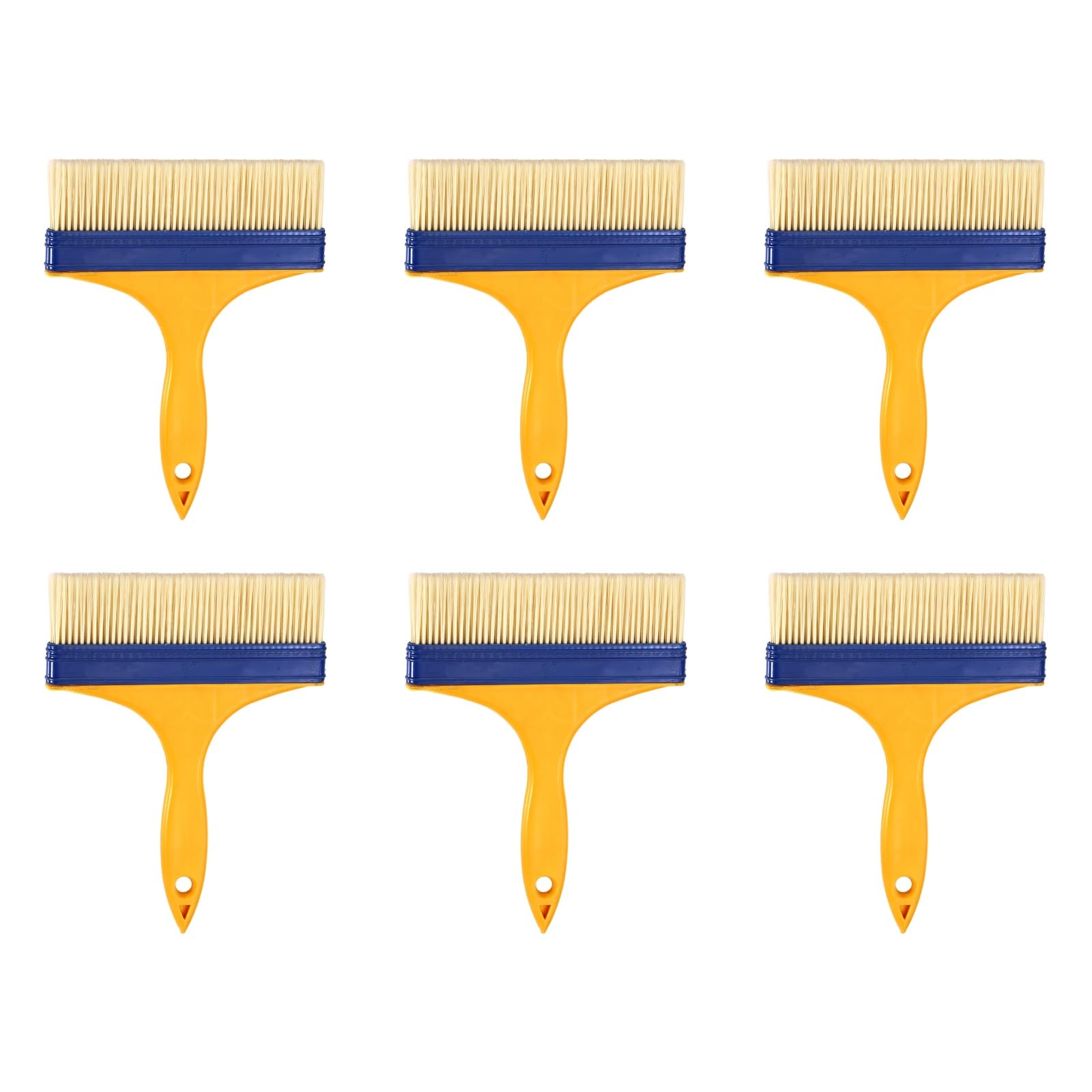 Pinceaux plats de 17 cm en nylon jaune pour peinture et vernis x6