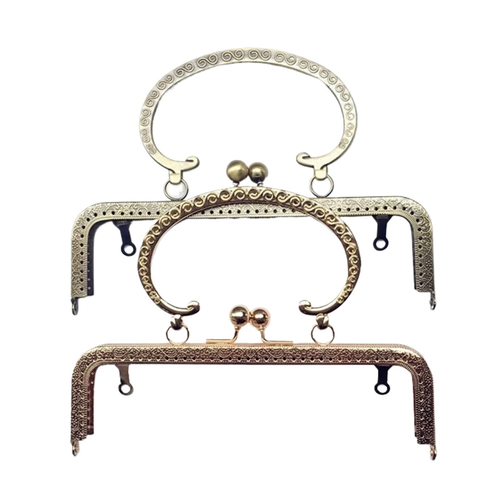 PVUVTNAHW 2pcs Antique Bronze Golden 20cm Big Size Metal Purse Frame Vintage Handle Tone Kiss Clasp DIY Bag Accessories(Mix color)