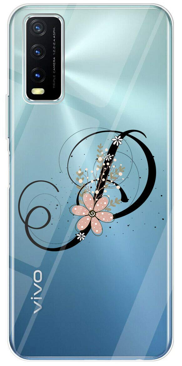 Mixroom - Cover Custodia Case In TPU Silicone Morbida Sfondo Trasparente Per Oppo A53S Fantasia Iniziali Lettera A con fiori