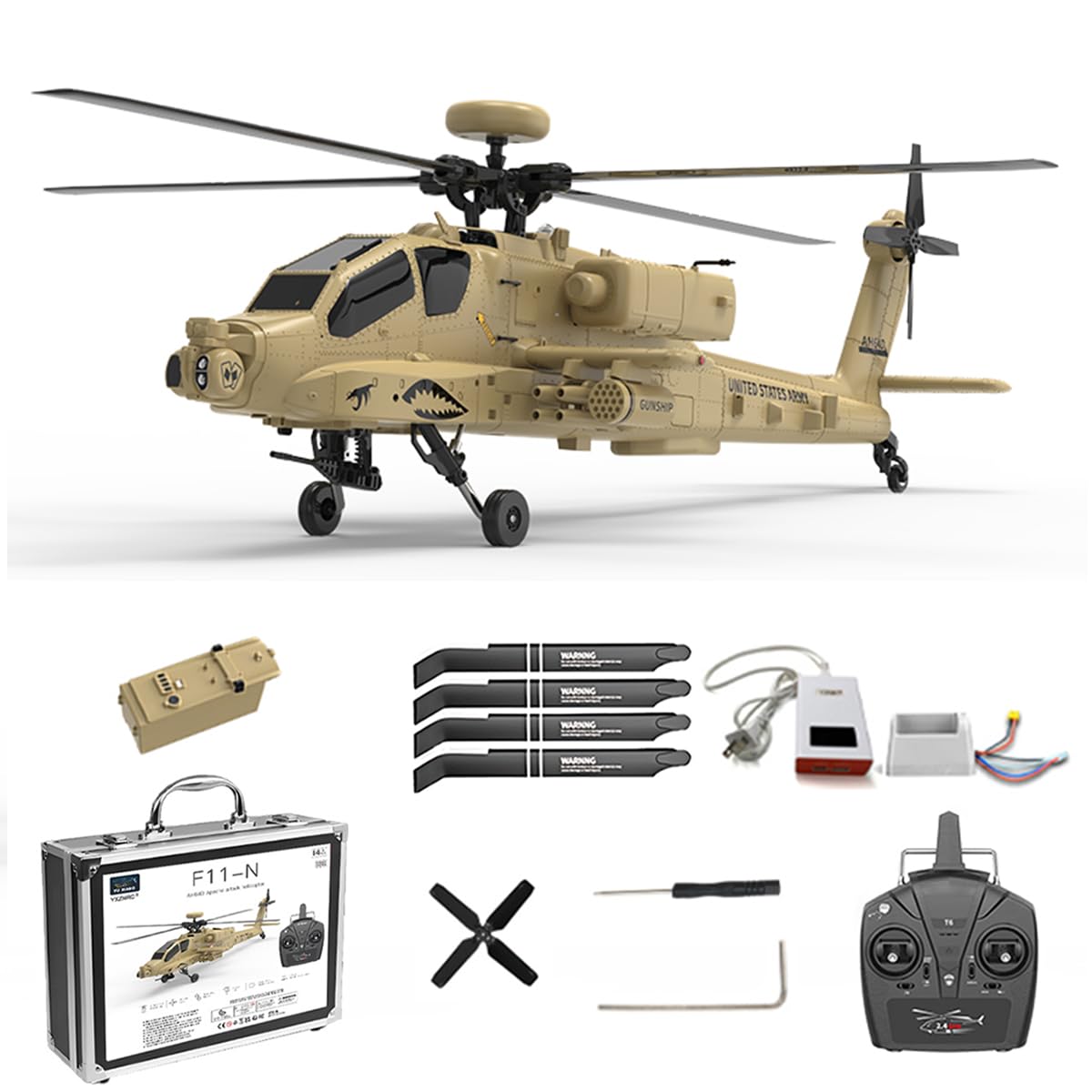 AH-64 アパッチ　ラジコンヘリボディ　（５００サイズ用) Amazon | 1/32スケール AH-64D アパッチ RCヘリコプター、2.4G 6CH 3D