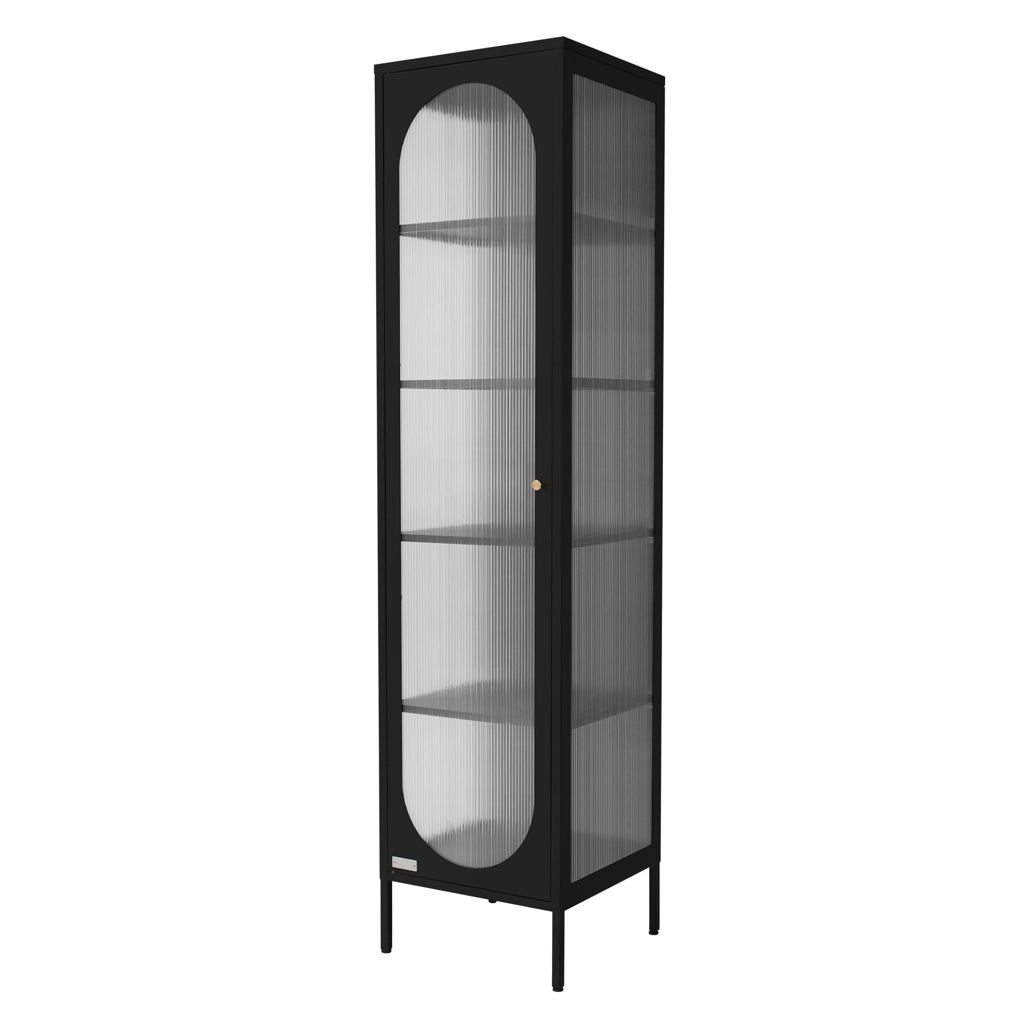 ML-Design Vitrine De Salon 80x102,5x40 Cm, Noir, Armoire Avec 3 Compartiments De Rangement Etageres Et 2 Portes Metallique En Acier 95060325