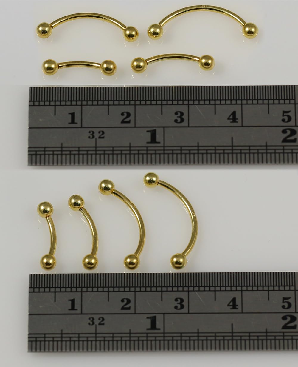 14 Karat Gelbgold, massiv, 16 Gauge, mit Kugel