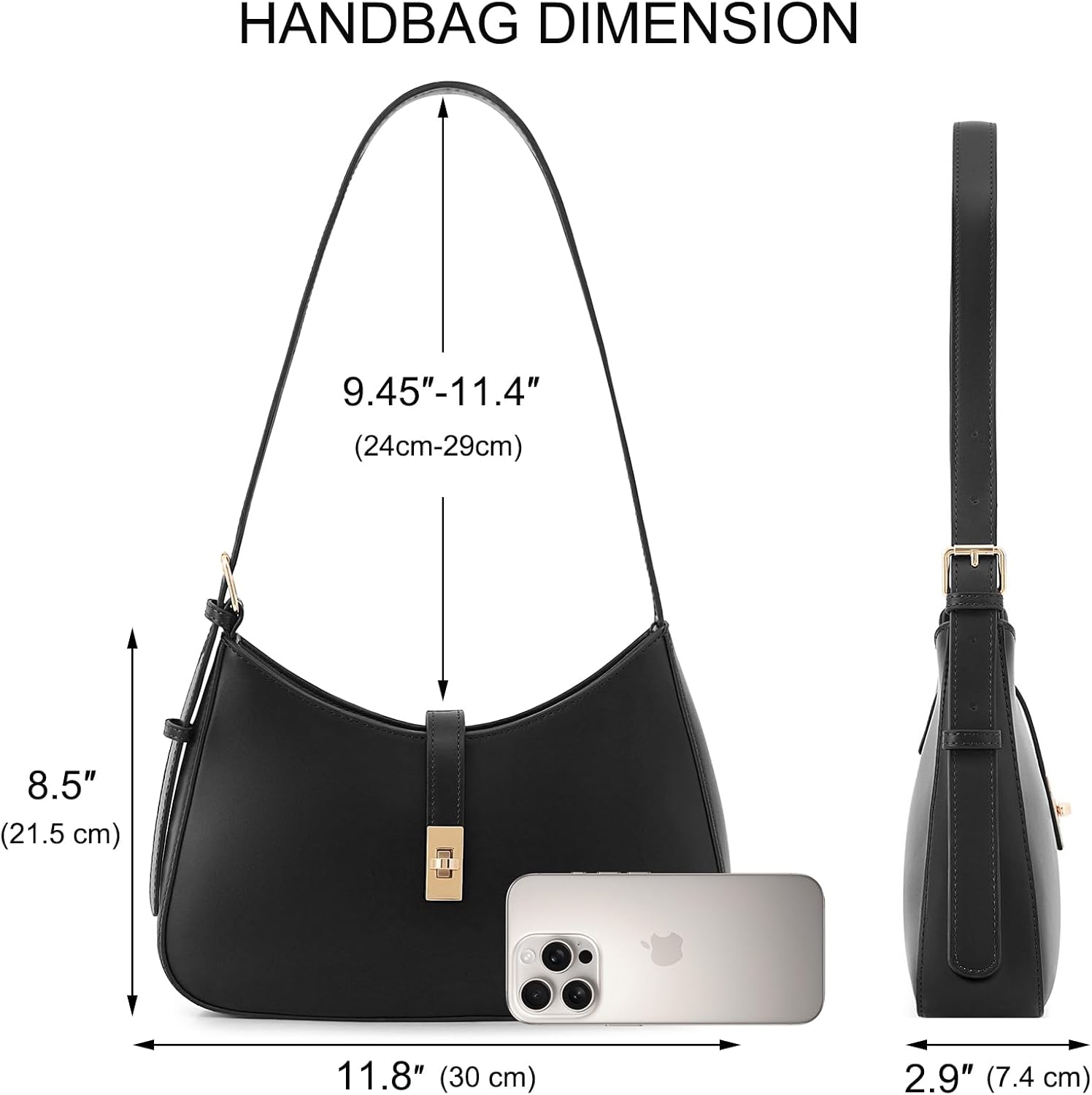 NIUEIMEE ZHOU Shoulder Bag for Women Retro Vegan Leather Hobo Tote HandBag Underarm Purses with Adjustable Strap - Image 5