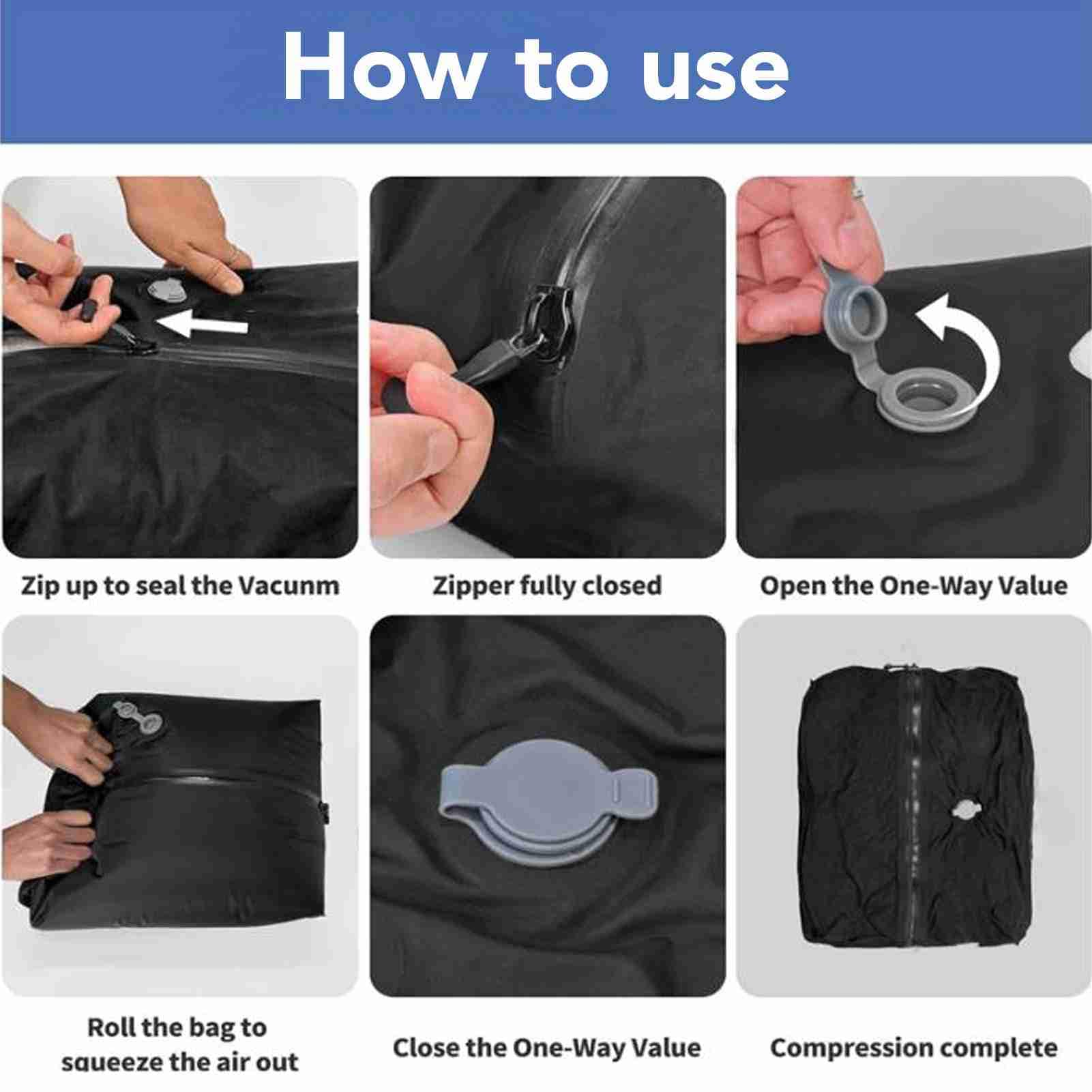 VBESTLIFE Bolsa de Vacío 16L para Viajar, Bolsa de Compresión Reutilizable de TPU 70D con Diseño Impermeable, Espacio de Ahorro para la Maleta, Mochila y Continuar (BLACK)