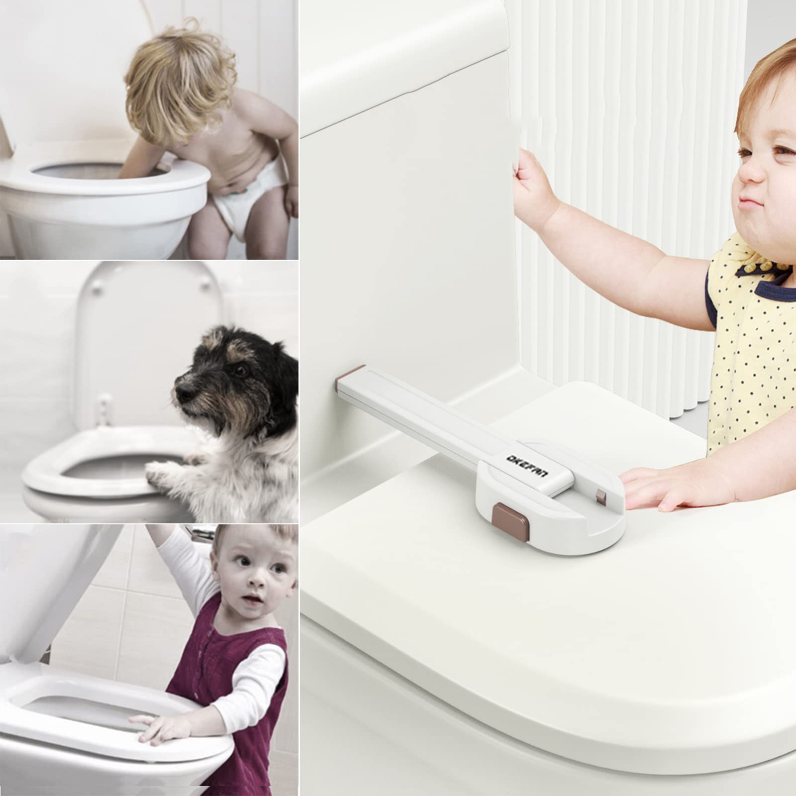 Toilettenschlösser Baby Proof – OKEFAn WC-Sitzschloss Kindersicherung für Kleinkinder Klebe Kinder Proofing Toilettendeckelschloss Einfach zu installieren, kein Bohren erforderlich (1)