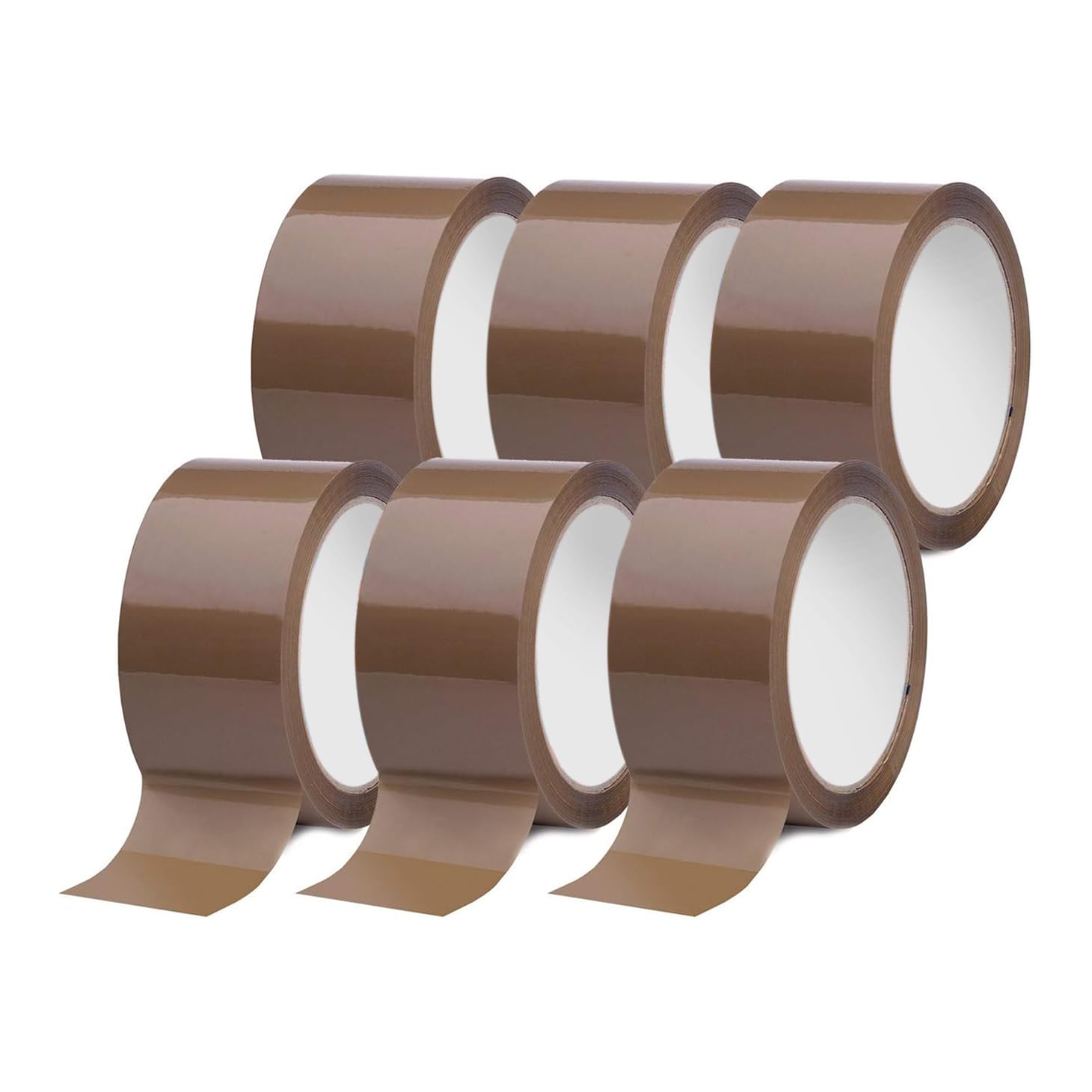IMBALLAGGI 2000 - Nastro Adesivo Pacchi Marrone in Polipropilene 6Pz 5cm x 66mt x 76mm, Colorato Resistente, Nastro Imballaggio per Spedizioni Scatoloni e Trasloco