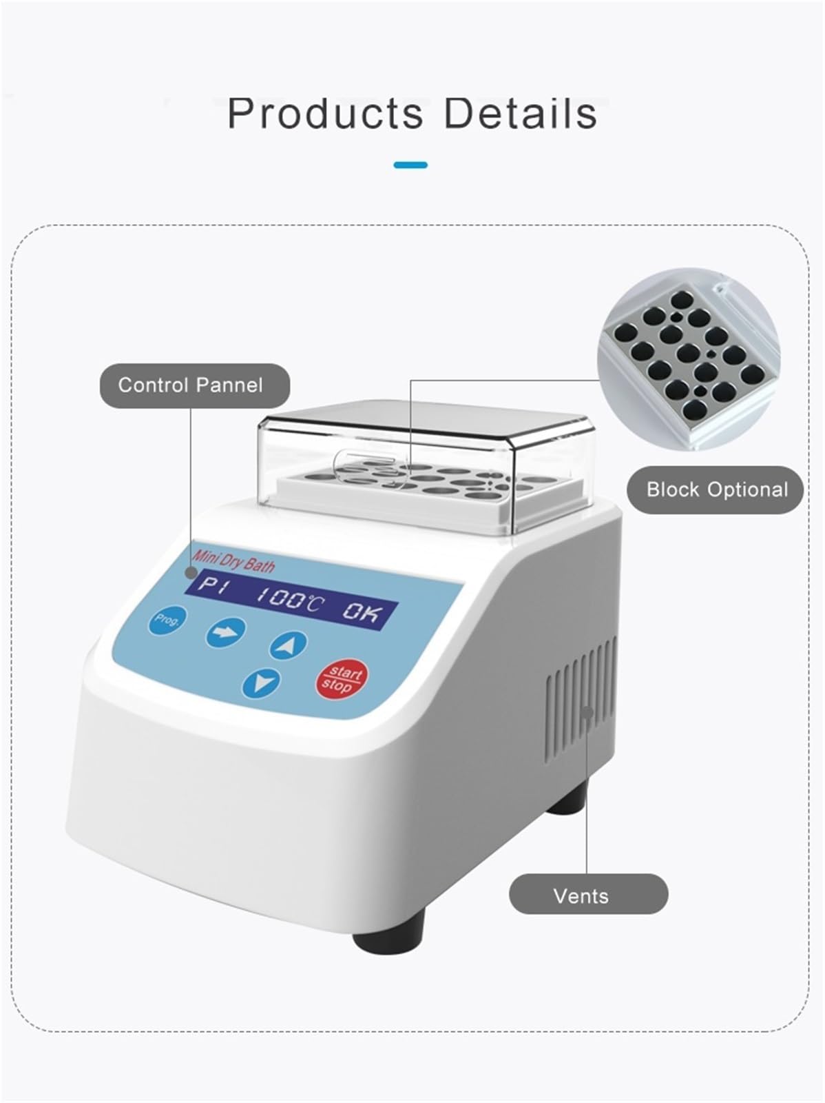 Centrífuga de sobremesa de laboratorio, Incubadora termostática portátil del baño seco del indicador digital con el bloque de calefacción(With Block A 0.2ml)