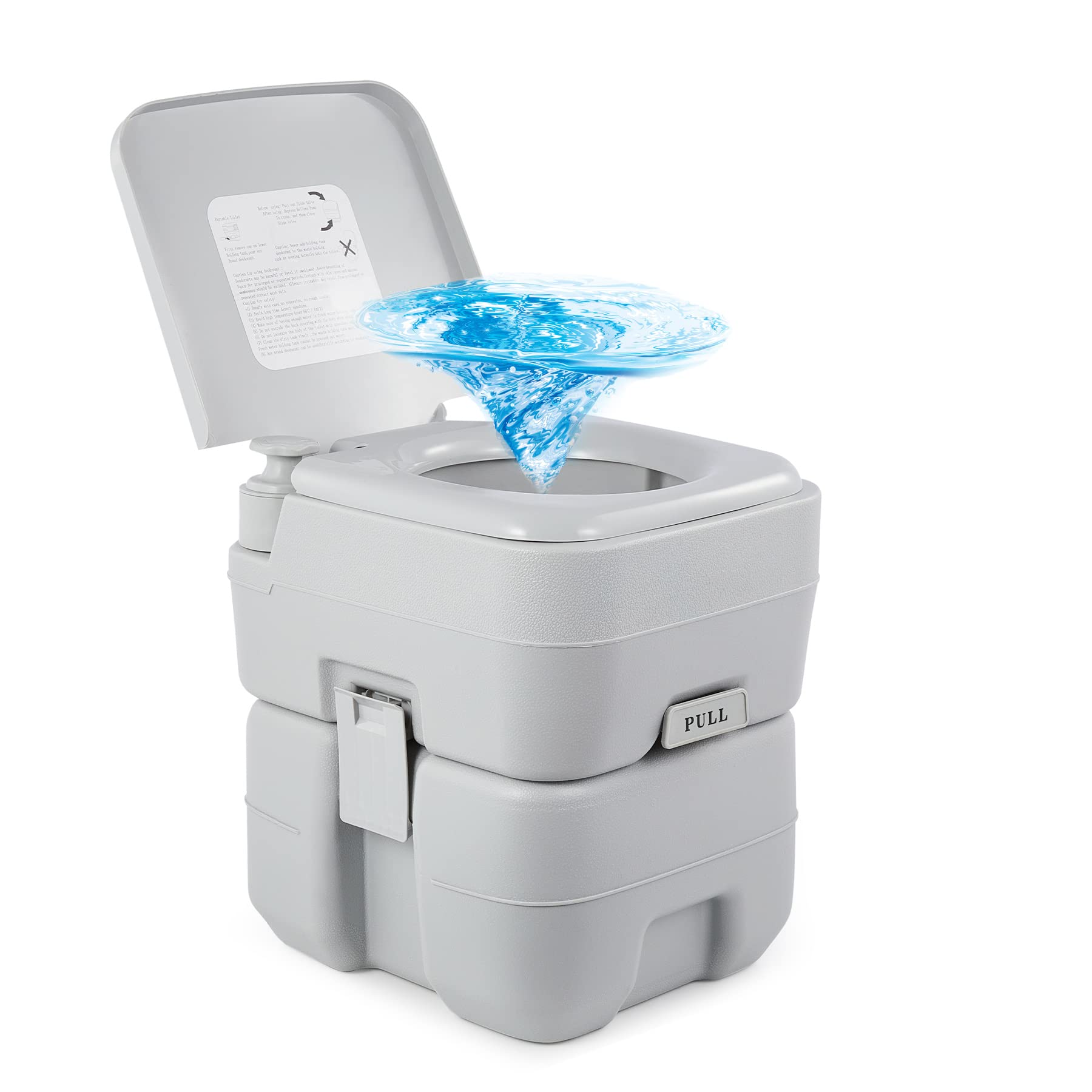 DARTMOOR Lightweight Portable Toilet, 20L Flushable Camping Toilet with Removable Tank, Sanitary Outdoor Toilet, Emergency Toilet and Portable Potty for Car Van Boat Travel and More with Piston Pump