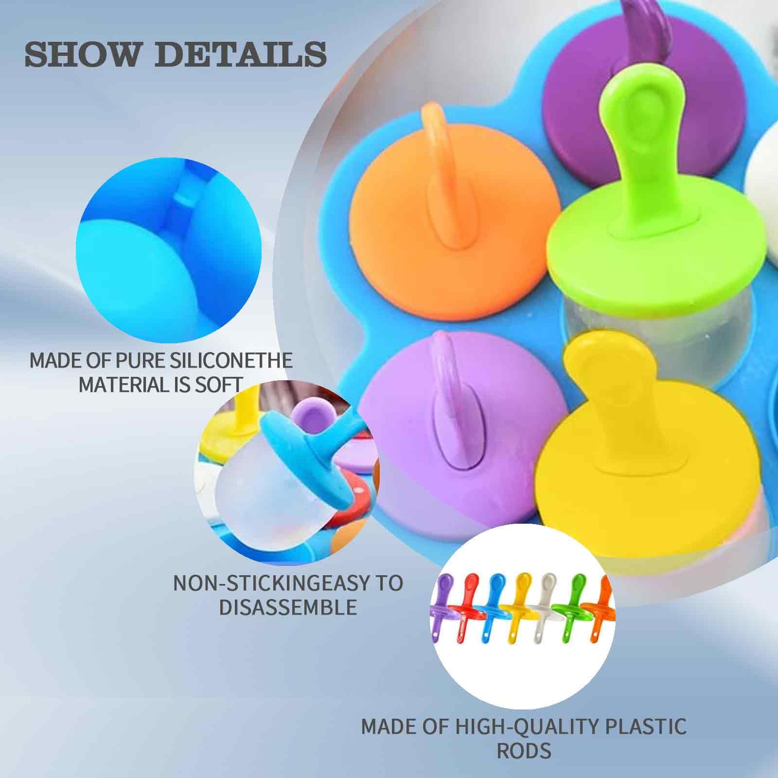 2 Pezzi Stampi Per Ghiaccioli, Stampi Ghiaccioli in Silicone, 7 Scomparti Formine per Ghiaccioli con Bastoncini di Plastica, senza BPA, per Ghiaccioli, Mousse, Mini Torta, Dessert Fai da Te