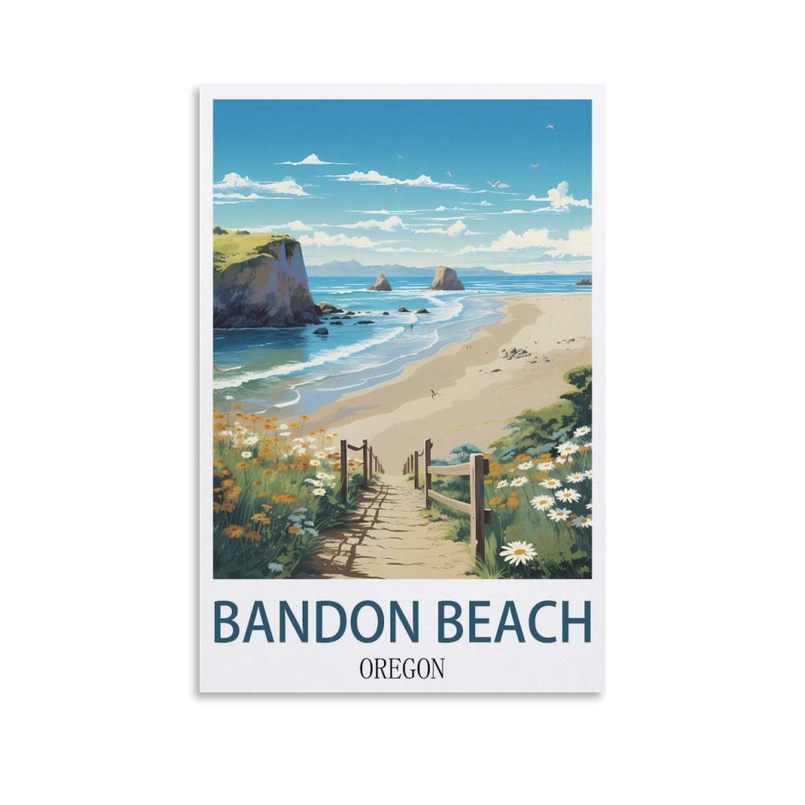EZMLFA Diamond Painting Kits for Adults,Bandon Beach Oregon 5D Diamond Painting Kit for Adults Beginners, DIY Full Round Drill Gem Art Kits for Home 30x40cm