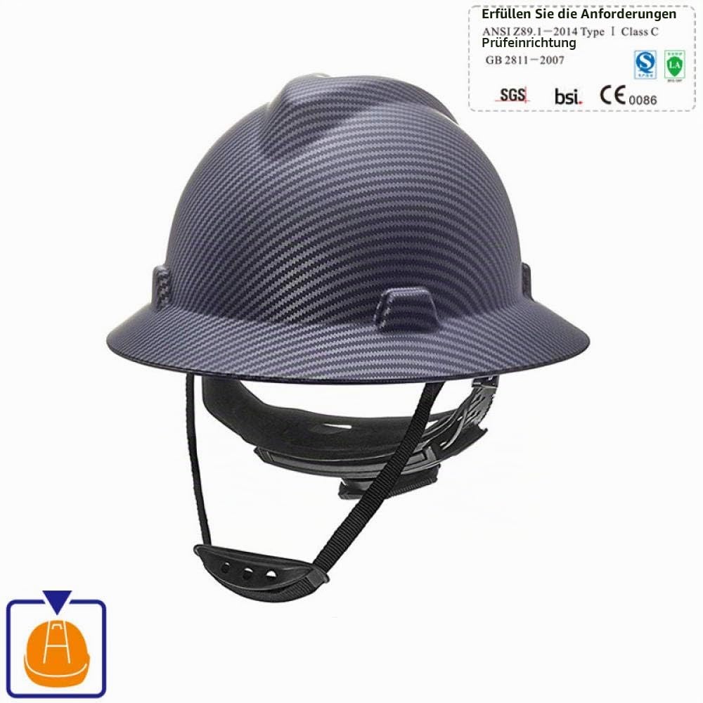 Schutzhelm Breite Vollkrempe Schutzhelm Leichte, hochfeste Arbeitskappenkonstruktion Eisenbahnmetallurgiemine Sonnenschutz-Schwarz