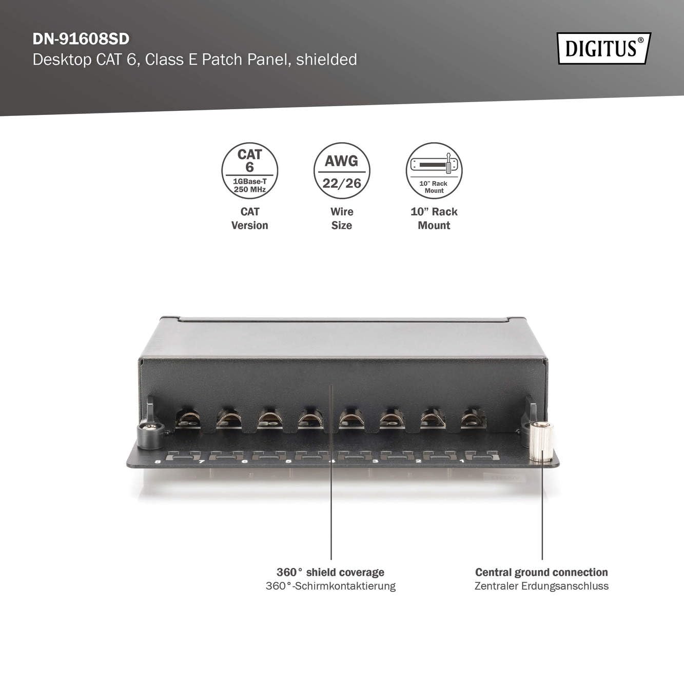 Patch Panel DIGITUS 6-Port Shielded Network - Modular Desktop Rack For ...