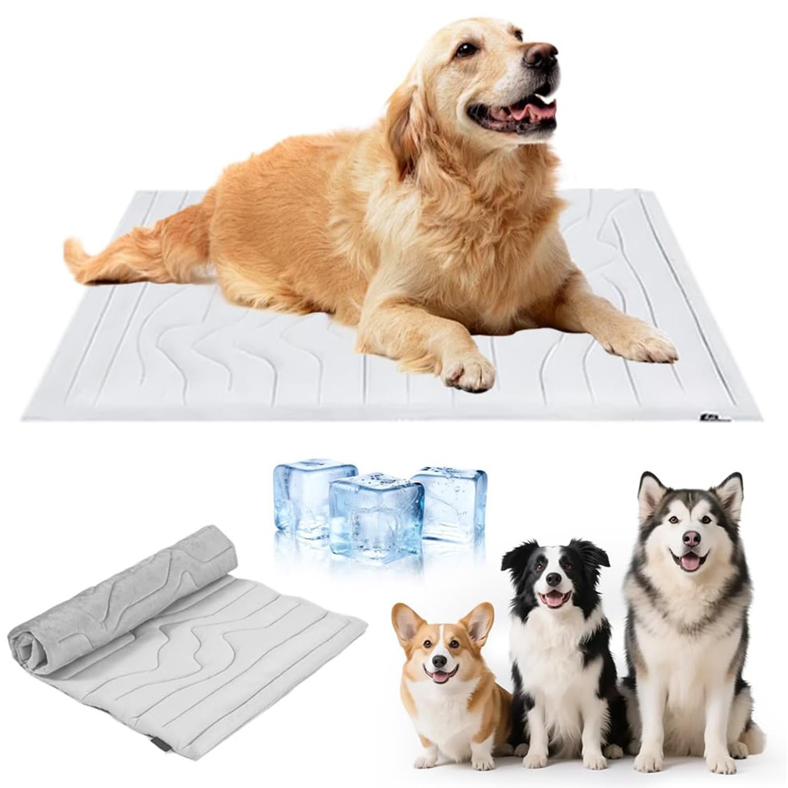 Tapis rafraîchissant pour chien, 2025 New auto-rafraîchissant, tapis d'été pour chien, pour la maison, les déplacements ou dans la voiture (L)