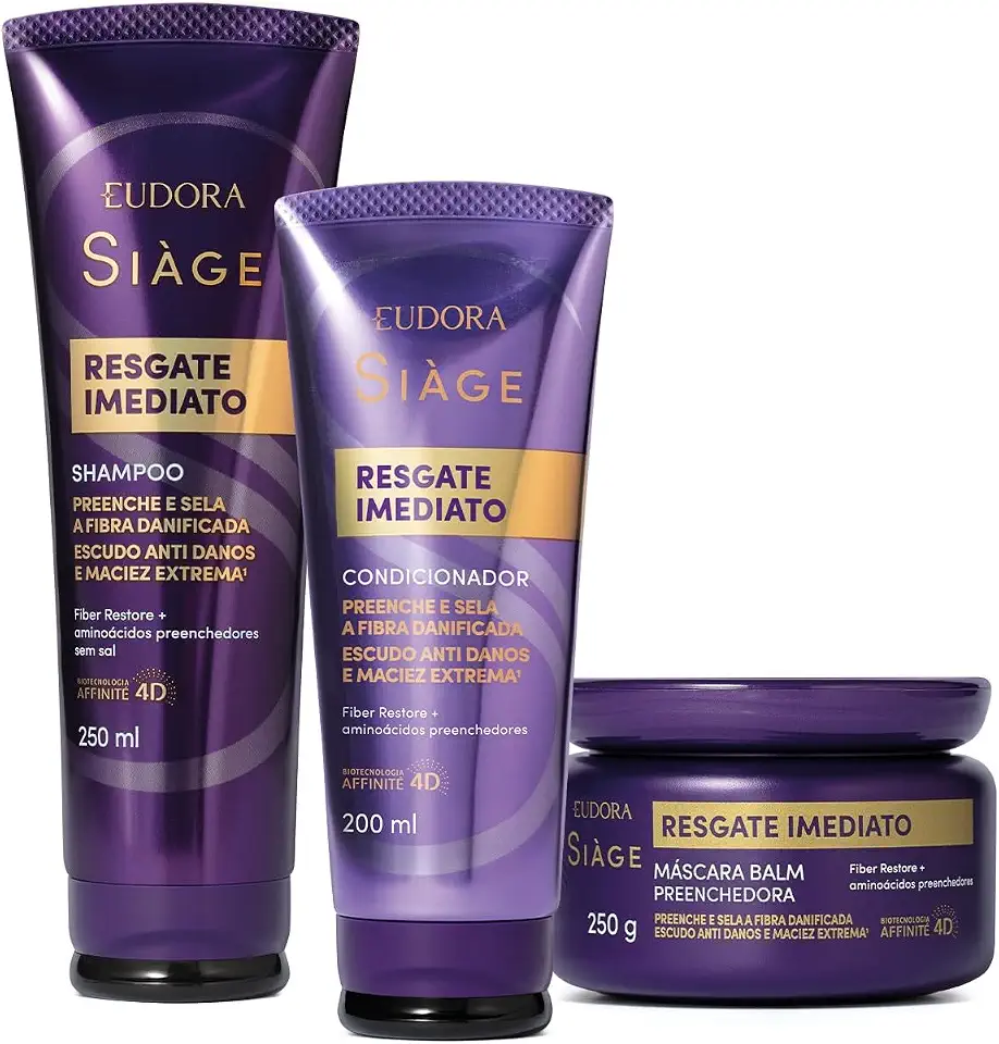 Combo Siàge Resgate Imediato: Shampoo 250ml + Condicionador 200ml + Máscara Capilar 250g