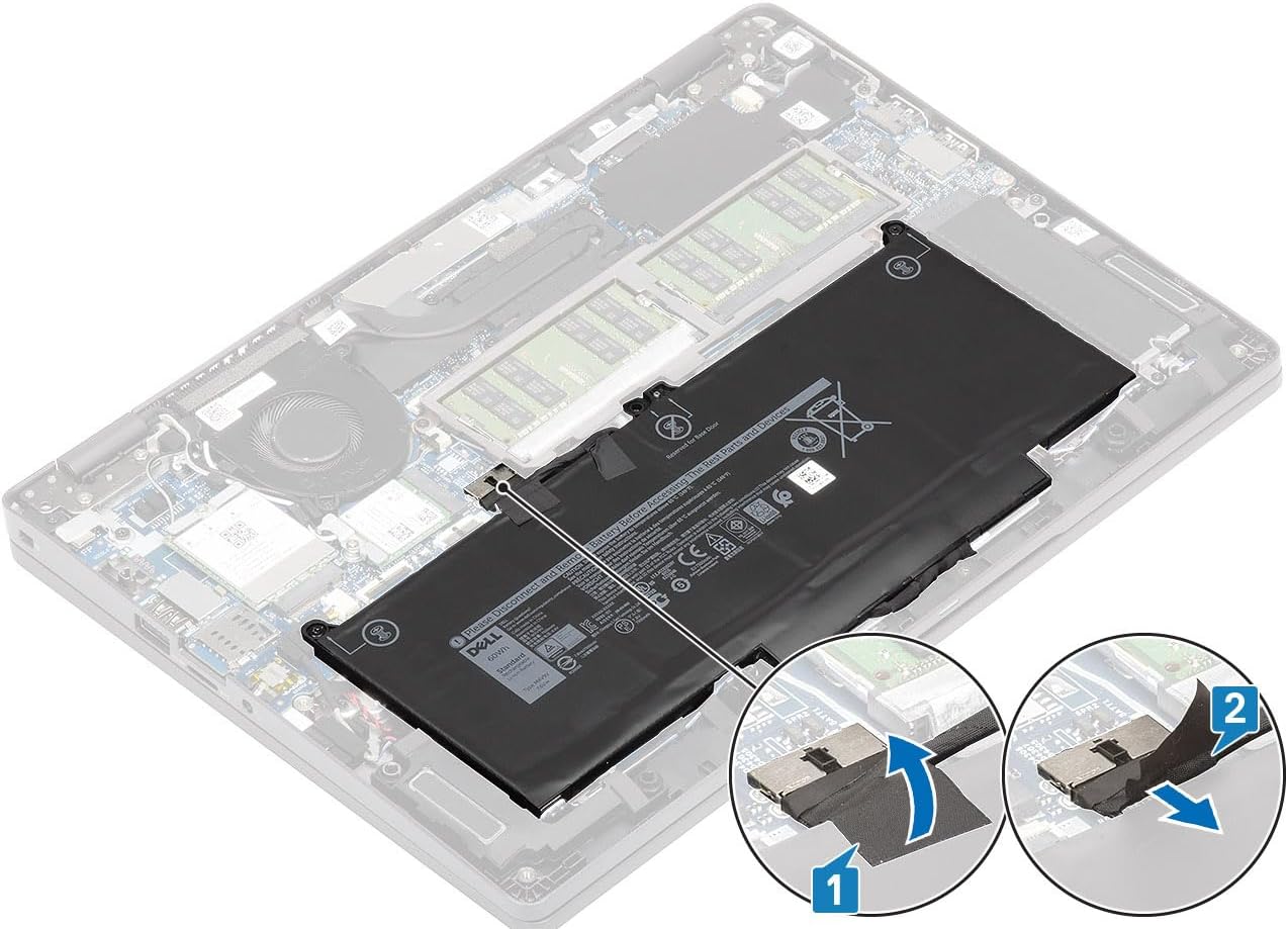 DELL MXV9V 7.6V 60Wh 4-Cell Notebook Battery For Dell Latitude 5300 5310 7300 Latitude 7400, Latitude 5300 2-in-1, Latitude 5310 2-in-1, Latitude 7300 2-in-1, Latitude 7306 2-in-1 Black Series Laptop