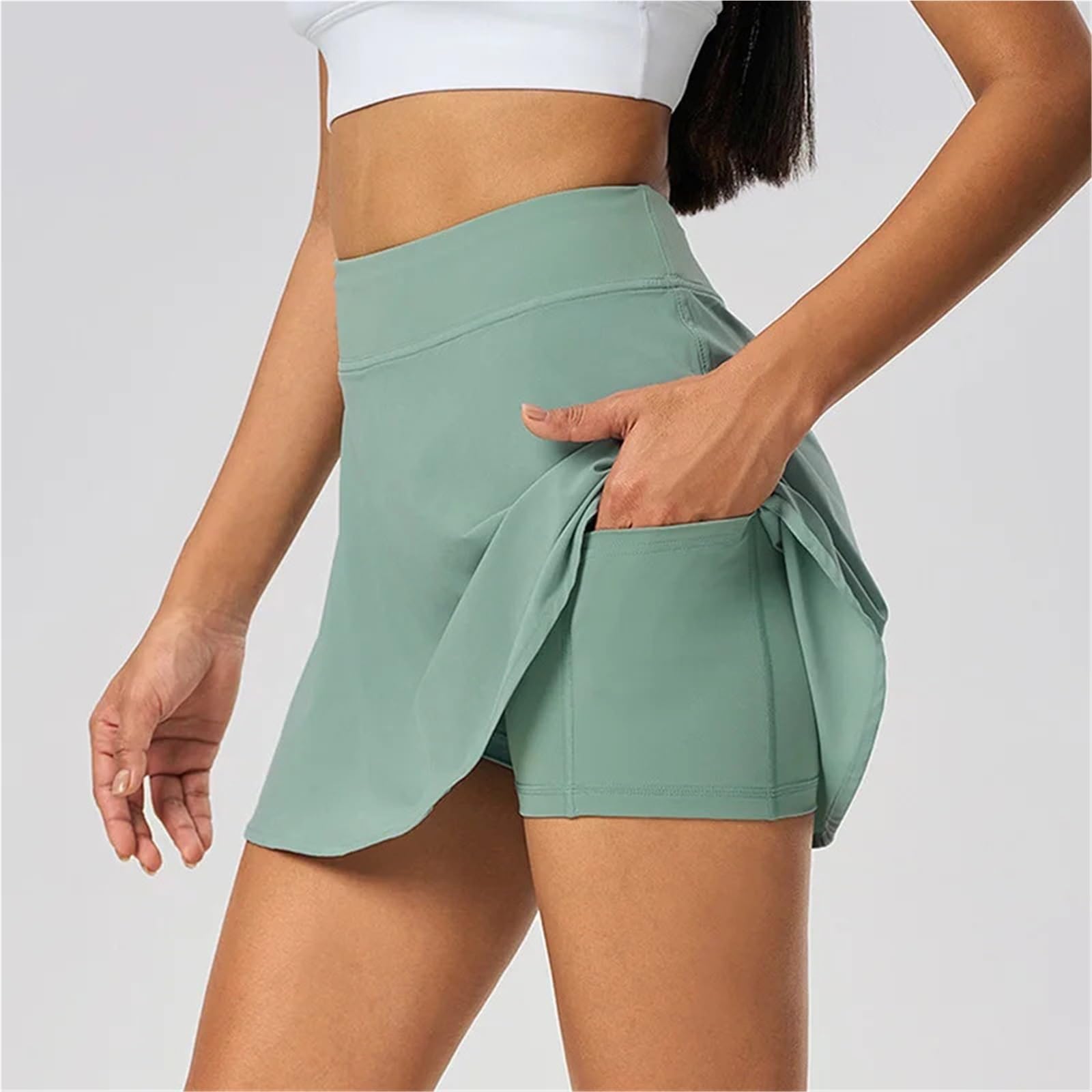 Poliéster Licra Nylon Falda Tenis de Cintura Alta