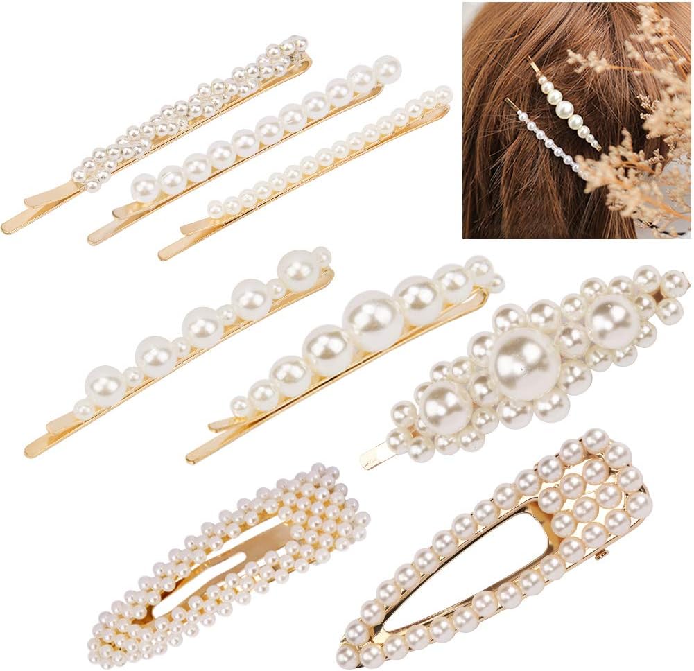 Pearl Bobby Pins, Pearl Hair Clip, Small Bobby Pins Bulk for Girls Women Hair Accessories(8Pcs, 8Styles)