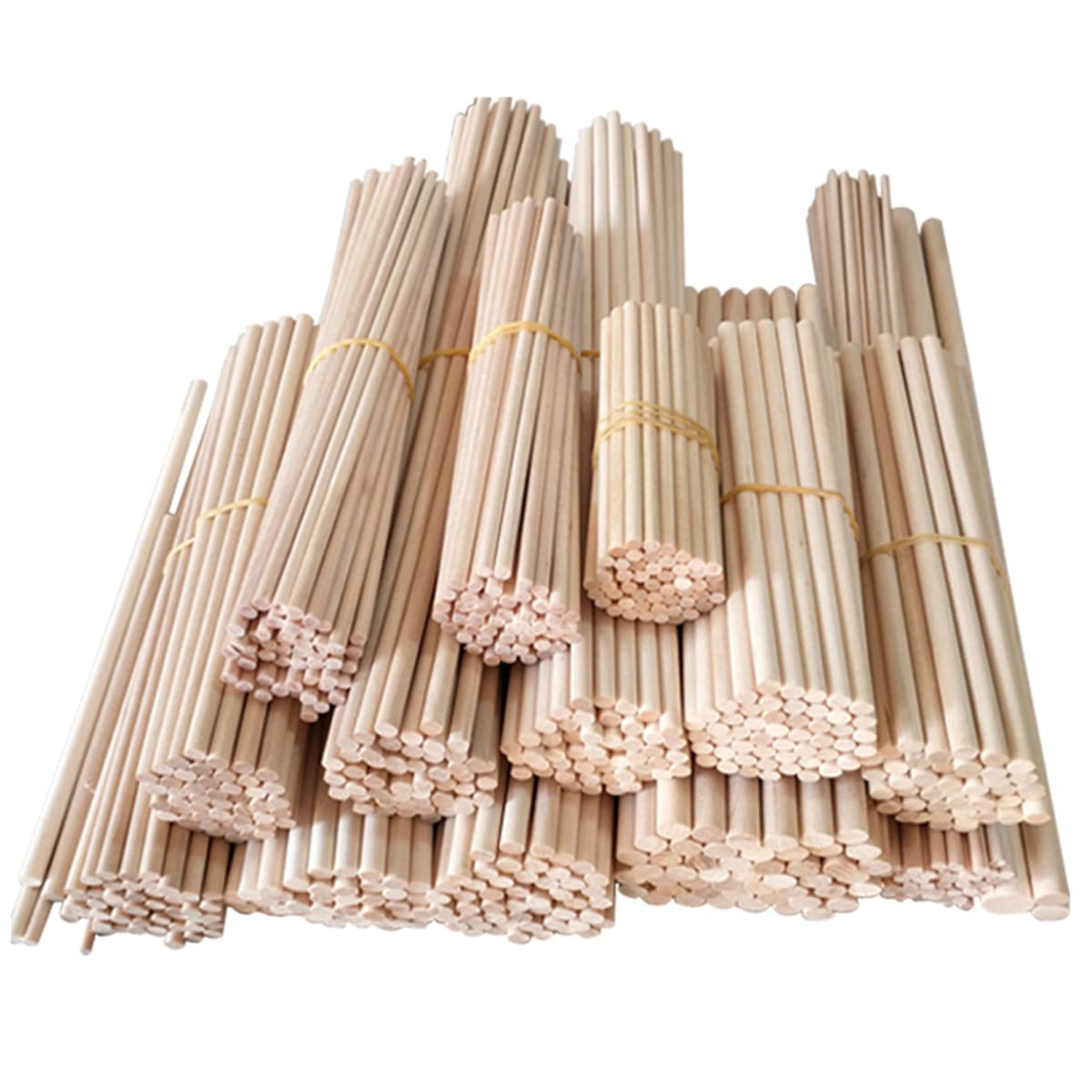 Drewniane patyki, drewniane kołki Drewniane kołki prętowe długość 250 mm nieobrobione drewniane okrągłe patyki drewniane patyki do rękodzieła artystycznego, średnica 5 mm 130 szt.