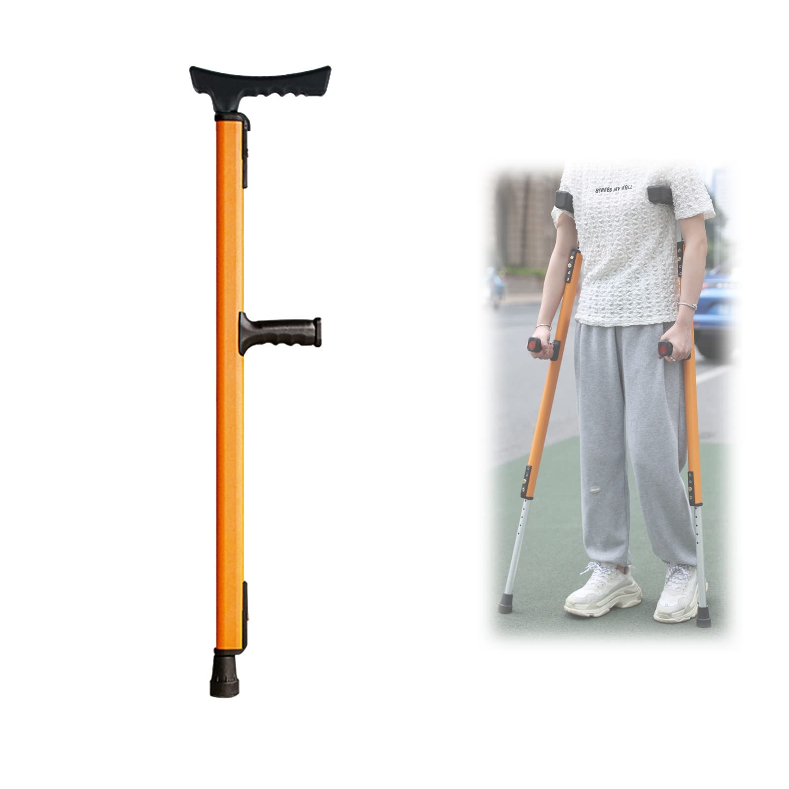 Muletas axilares Ajustables, Bastones para Caminar para Adultos, Mango ergonómico, Ayuda para Caminar para Personas Mayores, adecuadas para Altura: 150-190 cm/5'-6' 2''