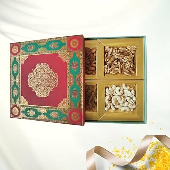 Premium Dry Fruits Gift Box 450g Assorted Nuts & Raisins | Almonds, Cashews, Walnuts & Raisins | Healthy Gourmet Snack Gift for Holidays, Diwali, Corporate, Birthday & Festive Occasions