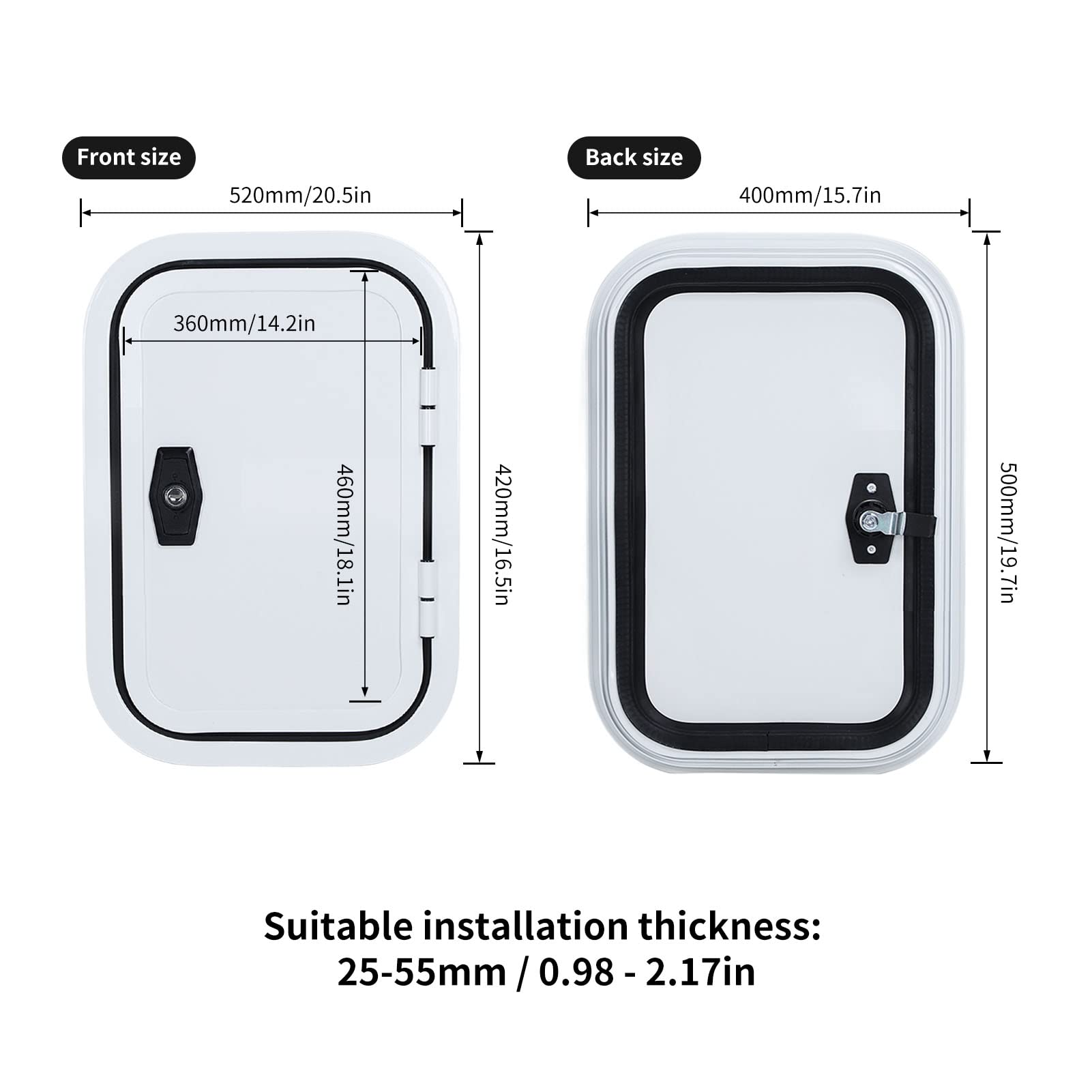Puerta de Acceso para Vehículos Recreativos, Puerta de Alenamiento de Equipaje de Esquina Redondeada con Sellado H500 W400mm para Autocaravana