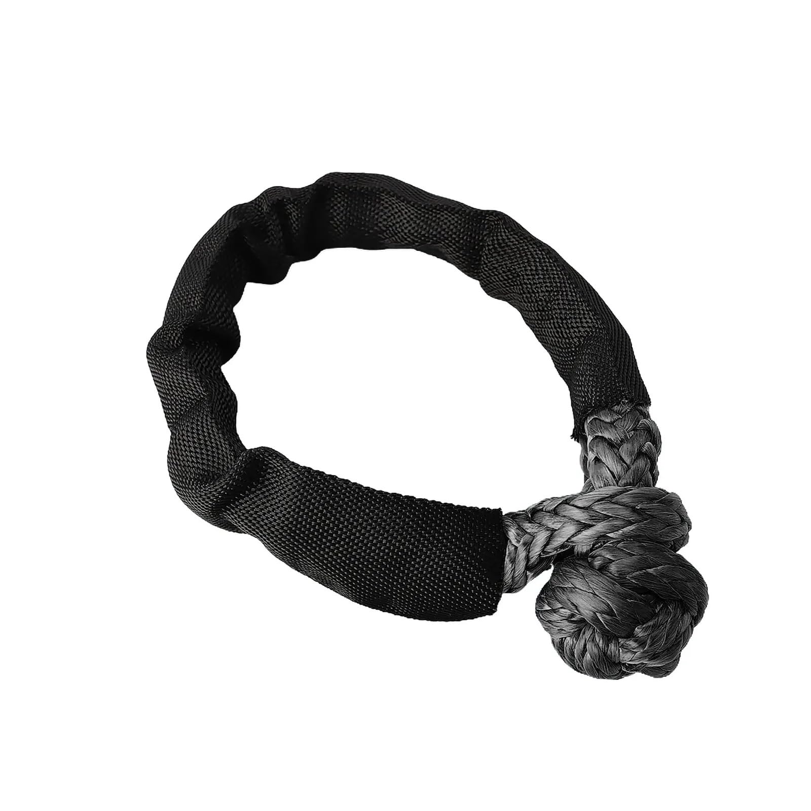 Cuerda de Remolque para Coche Grillete Suave de Alta Resistencia de 41000 Libras, Cuerda sintética Todoterreno, Correa de grillete de Remolque 4X4 con Funda Protectora para camión(Black)