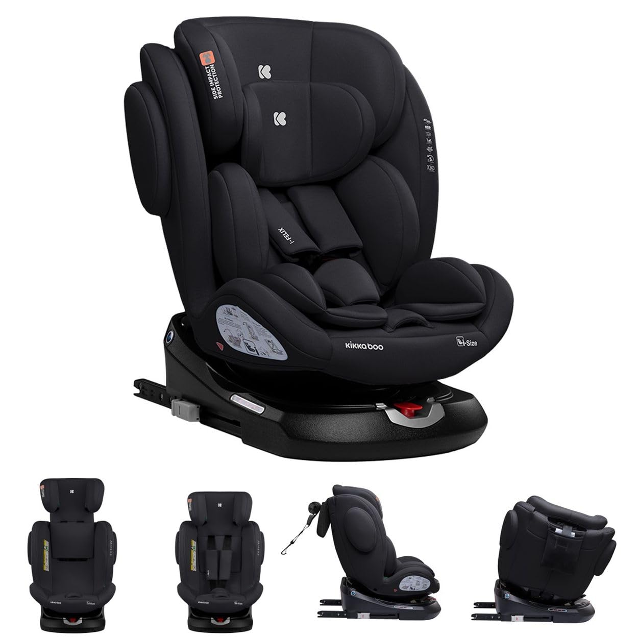 Kikkaboo fotelik dziecięcy i-Felix i-Size (40-150 cm) ISOFIX obrót o 360 stopni, kolor: czarny
