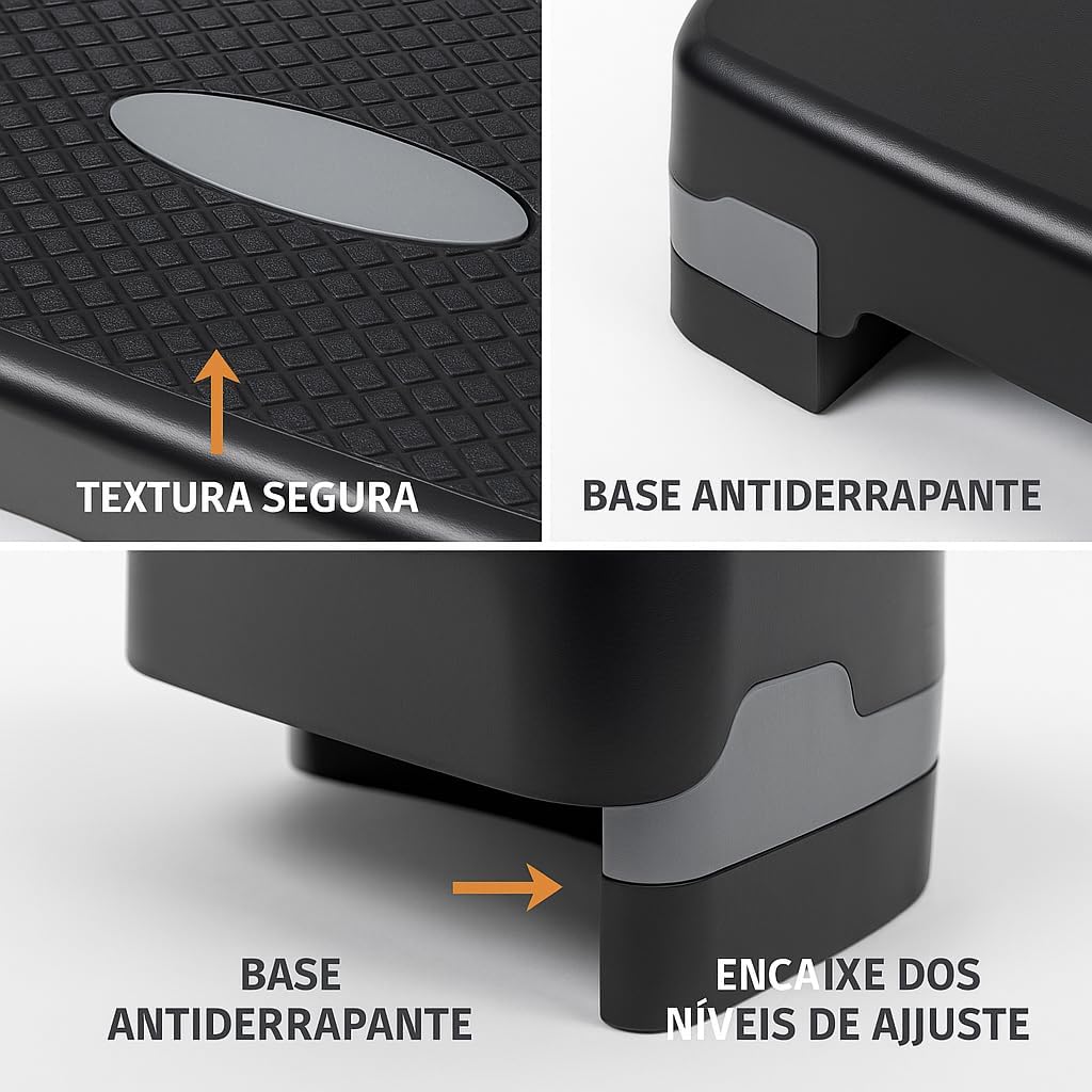 Step Ajustável Premium Aeróbico Fitness Casa Academia Plataforma Antiderrapante 2 Níveis Polietileno Exercícios Funcionais Treino Cardio Musculação Pilates Crossfit