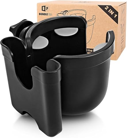 Universal Stroller Cup Holder with Mobile Phone Case, 2-i...