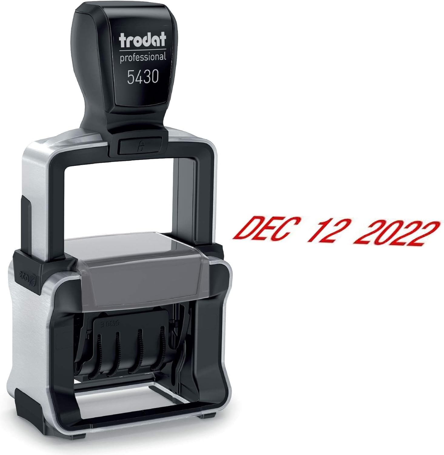 Trodat 5430 Professional Self-Inking Date Stamp with Received - Blue/Red 2 Color Ink