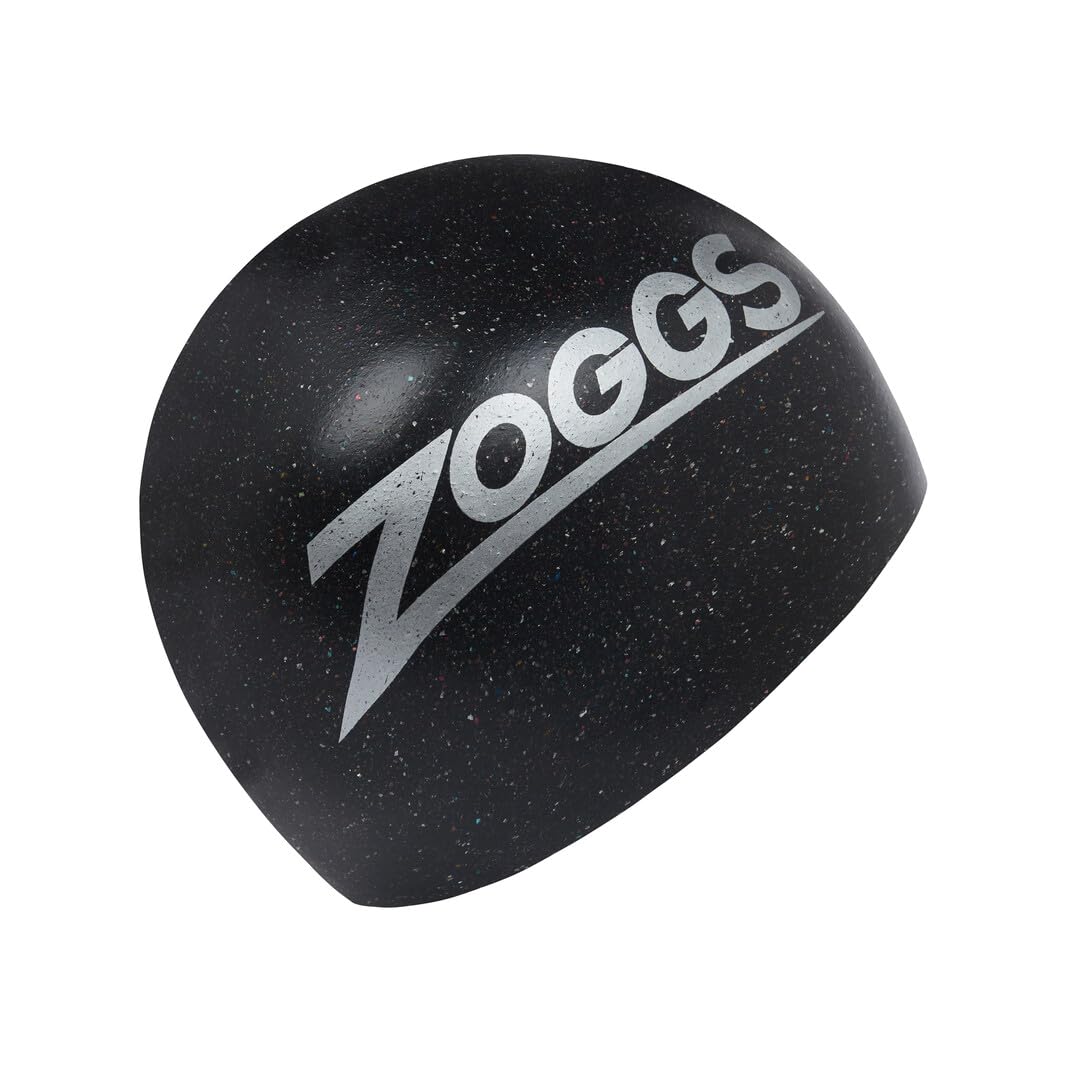 ZOGGS Unisex Adult Easy Fit Eco Swimming Cap - Ergonomic Fit Silicone Swim Hat for Training & Recreational Swimming, Black