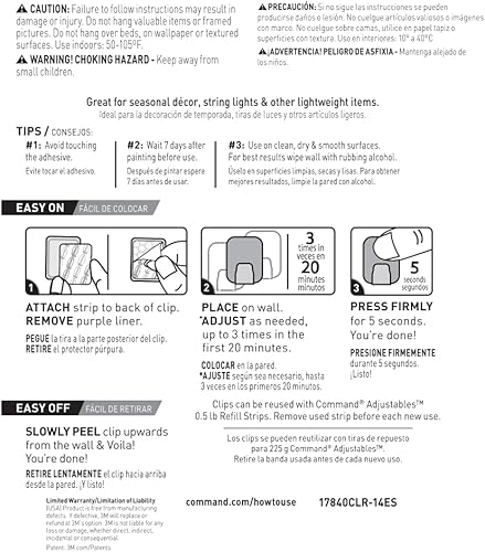 Miniatura 17 de Command Clips de luz para exteriores, 20 organizadores transparentes y 24 tiras, colgar sin daños con adhesivos resistentes a la intemperie, ganchos