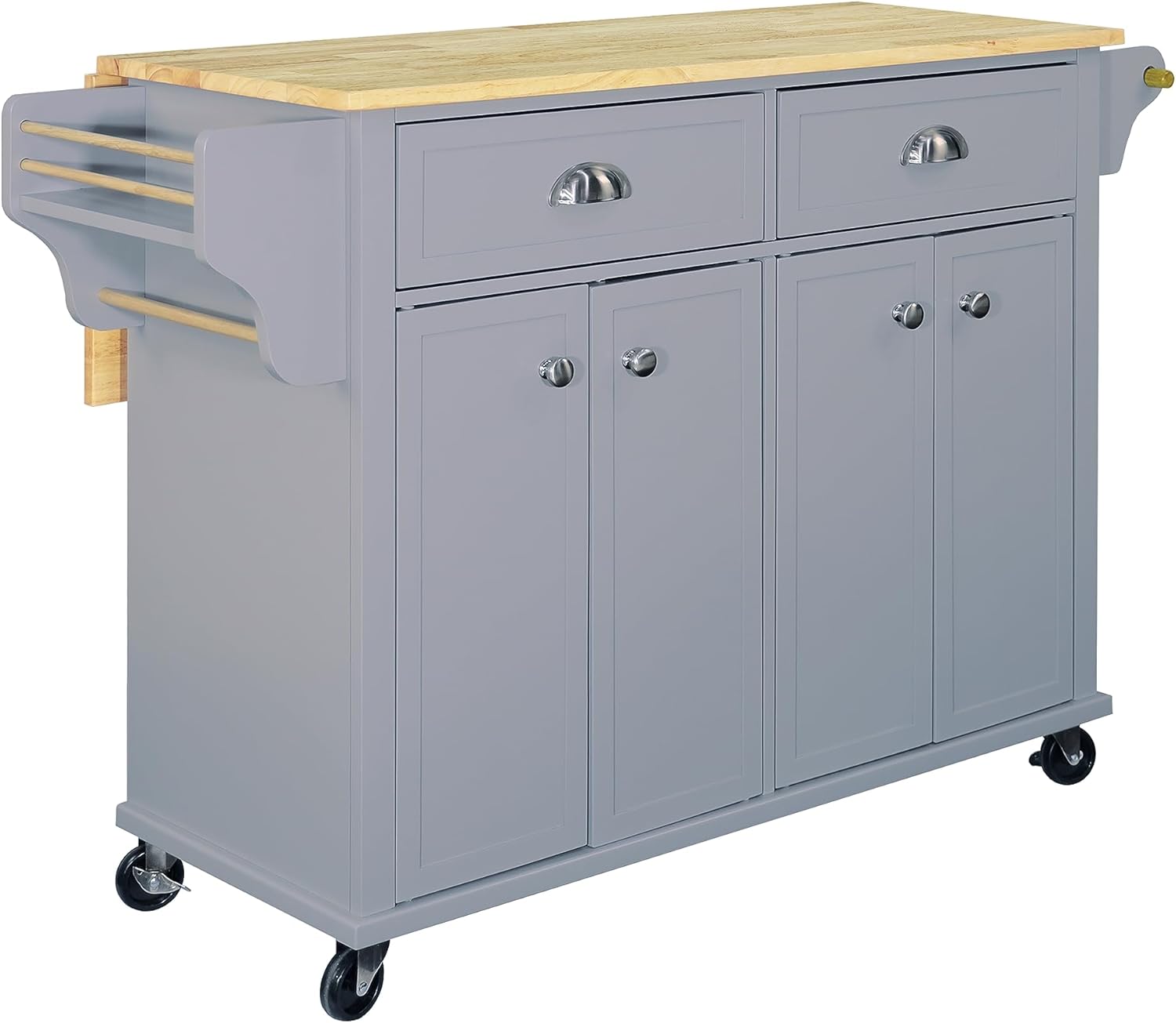 Cambridge Natural Wood Top Kitchen Island with Storage