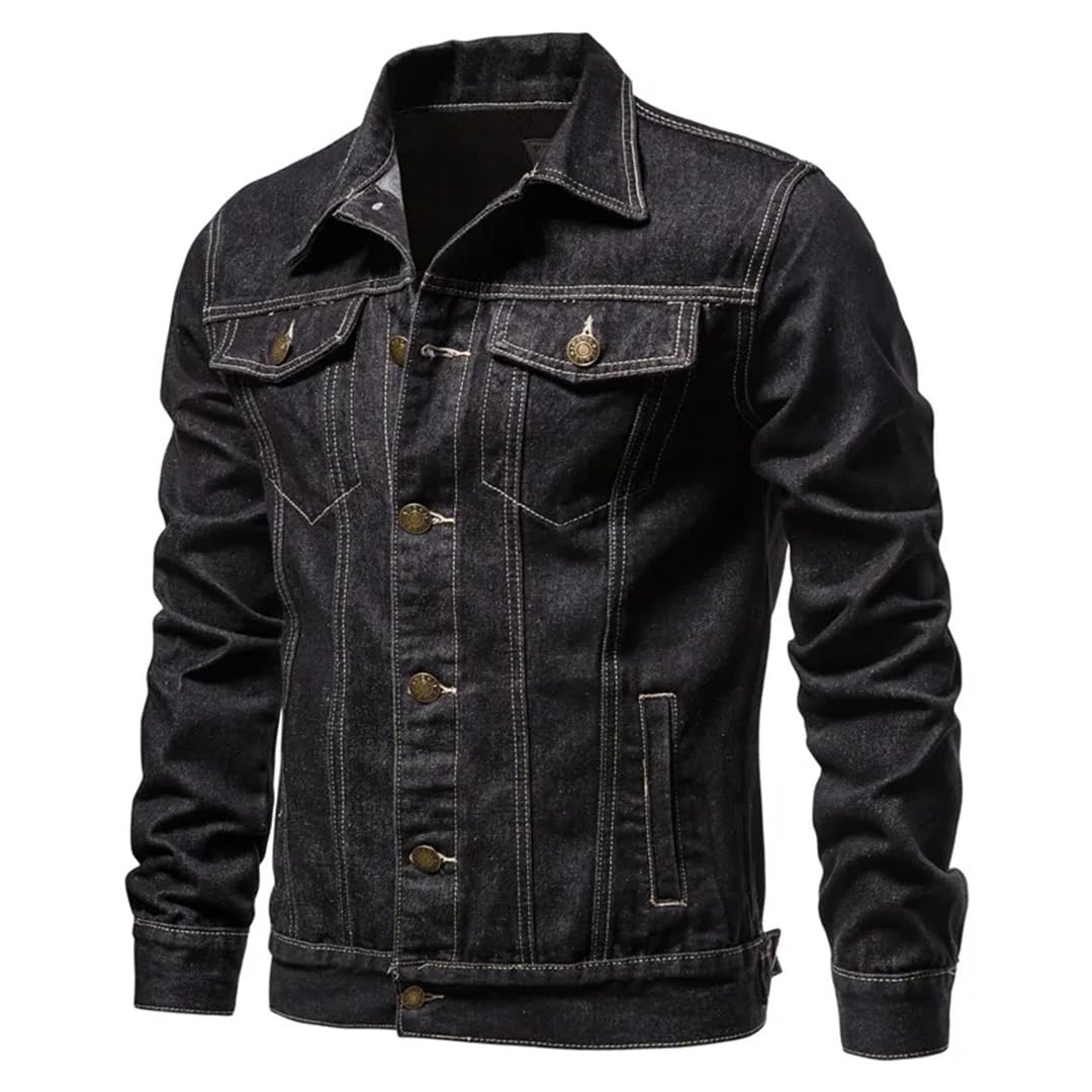 Męskie solidne kurtki motocyklowe vintage dżinsy Hommes slim fit czarne niebieskie płaszcze kurtki dżinsowe